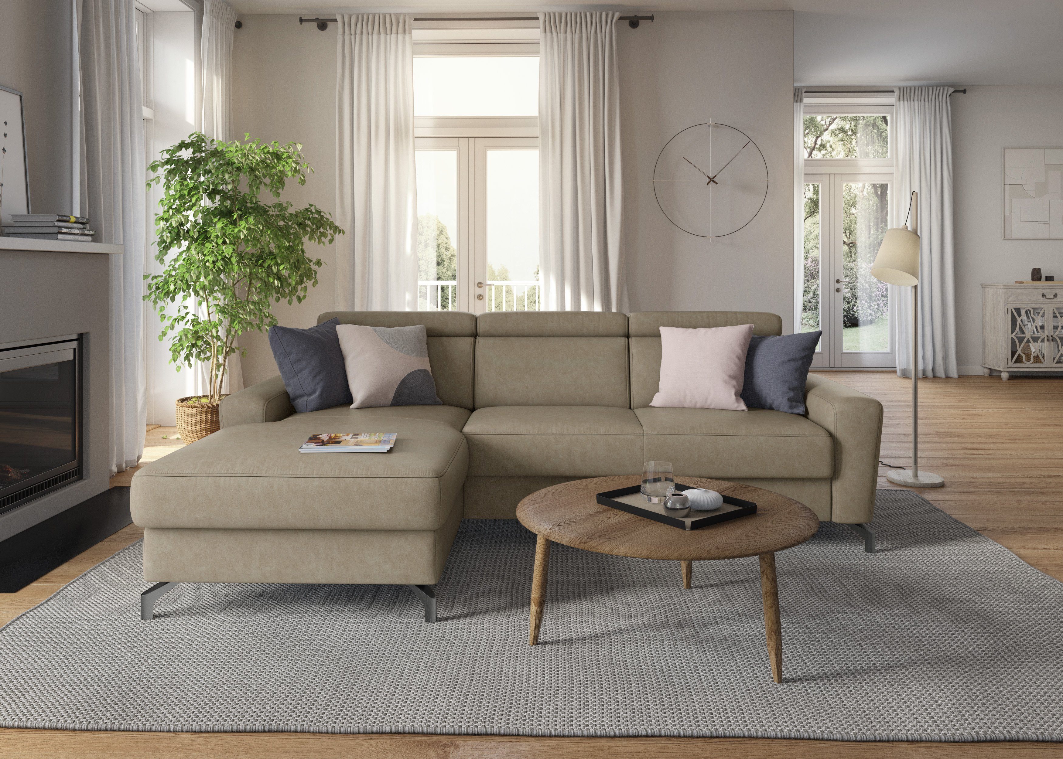 sit&more Hoekbank Scarlett L-vorm met verstelbare hoofdsteun, naar keuze met slaapfunctie, bedkist