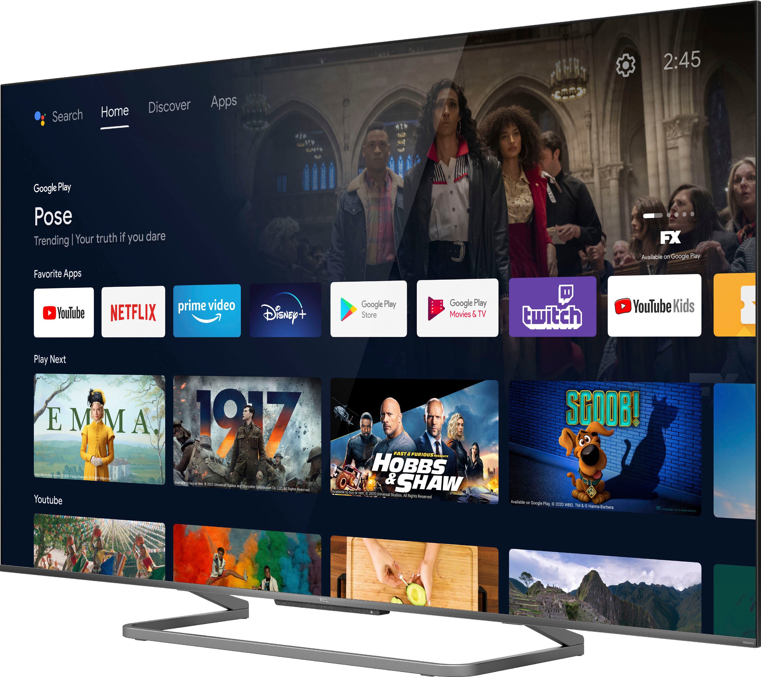 TCL QLED-TV 65C728X1, 164 cm / 65", 4K Ultra HD, Smart TV - Android TV, Android 11, Onkyo-geluidssysteem, gaming tv