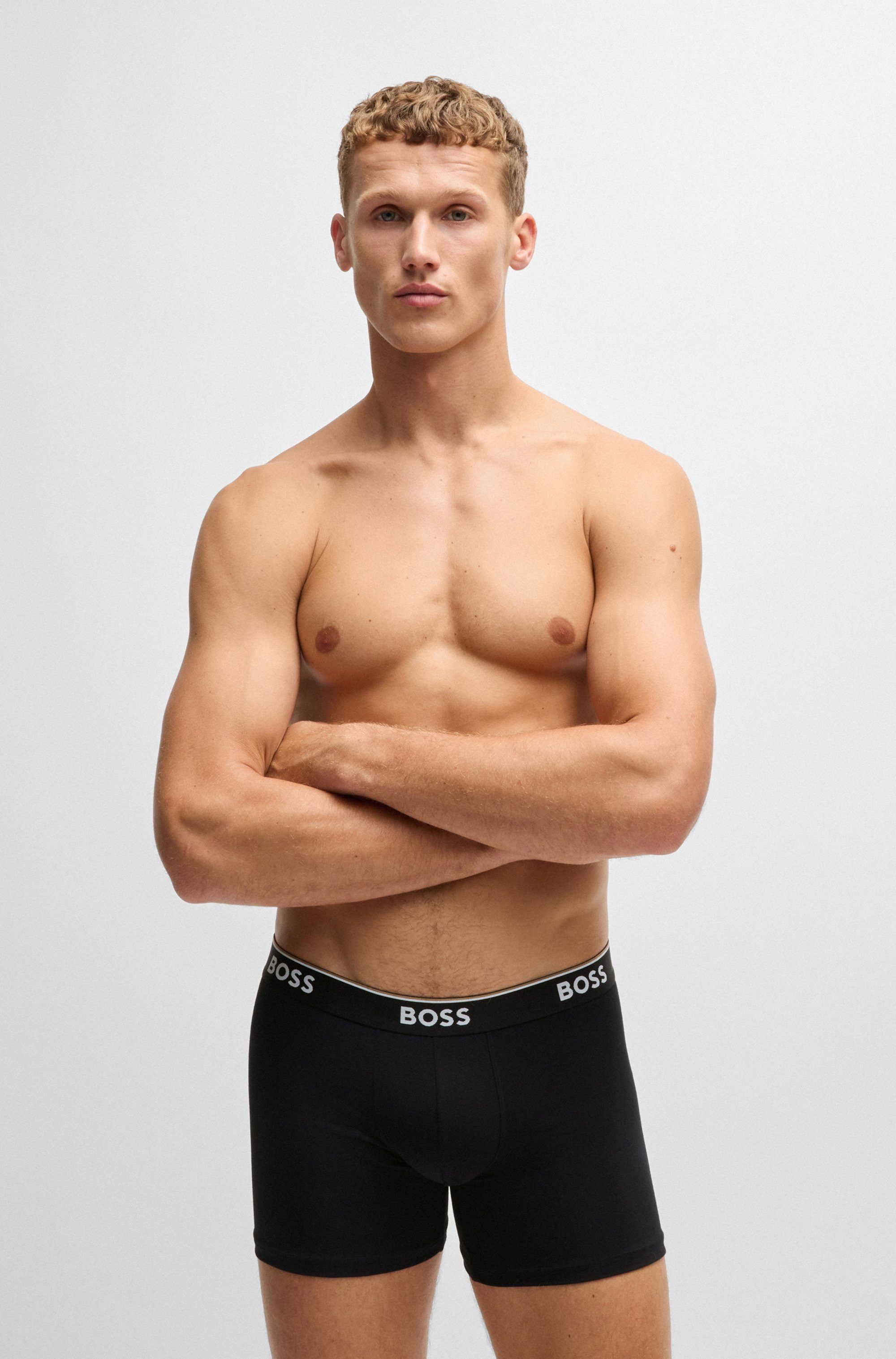 BOSS Lange boxershort BRIEF 3 PACK met in kleur bijpassende weefband (3 stuks)