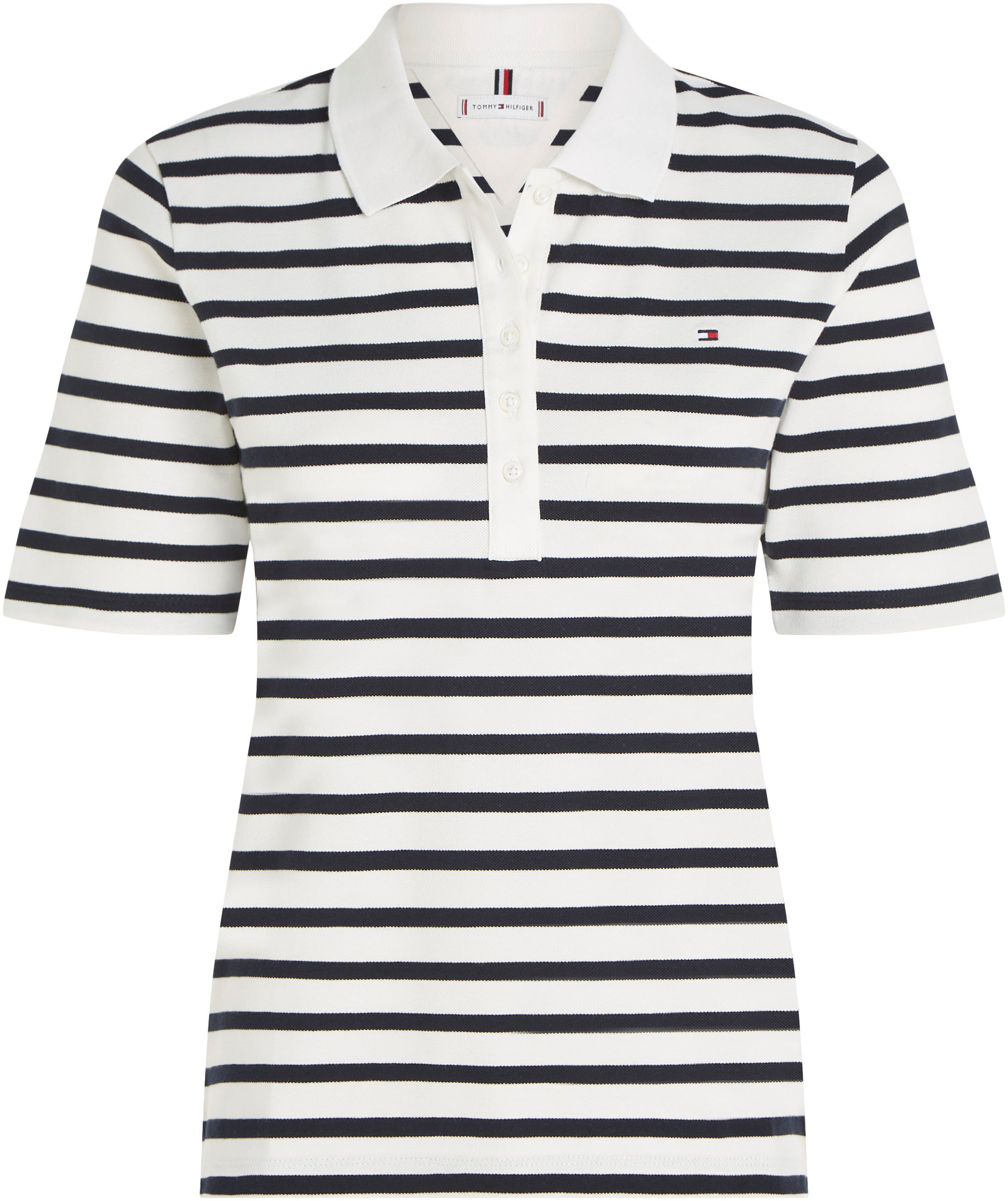 Tommy Hilfiger Poloshirt 1985 REG PIQUE STRIPE POLO SS met discreet geborduurd tommy hilfiger logo
