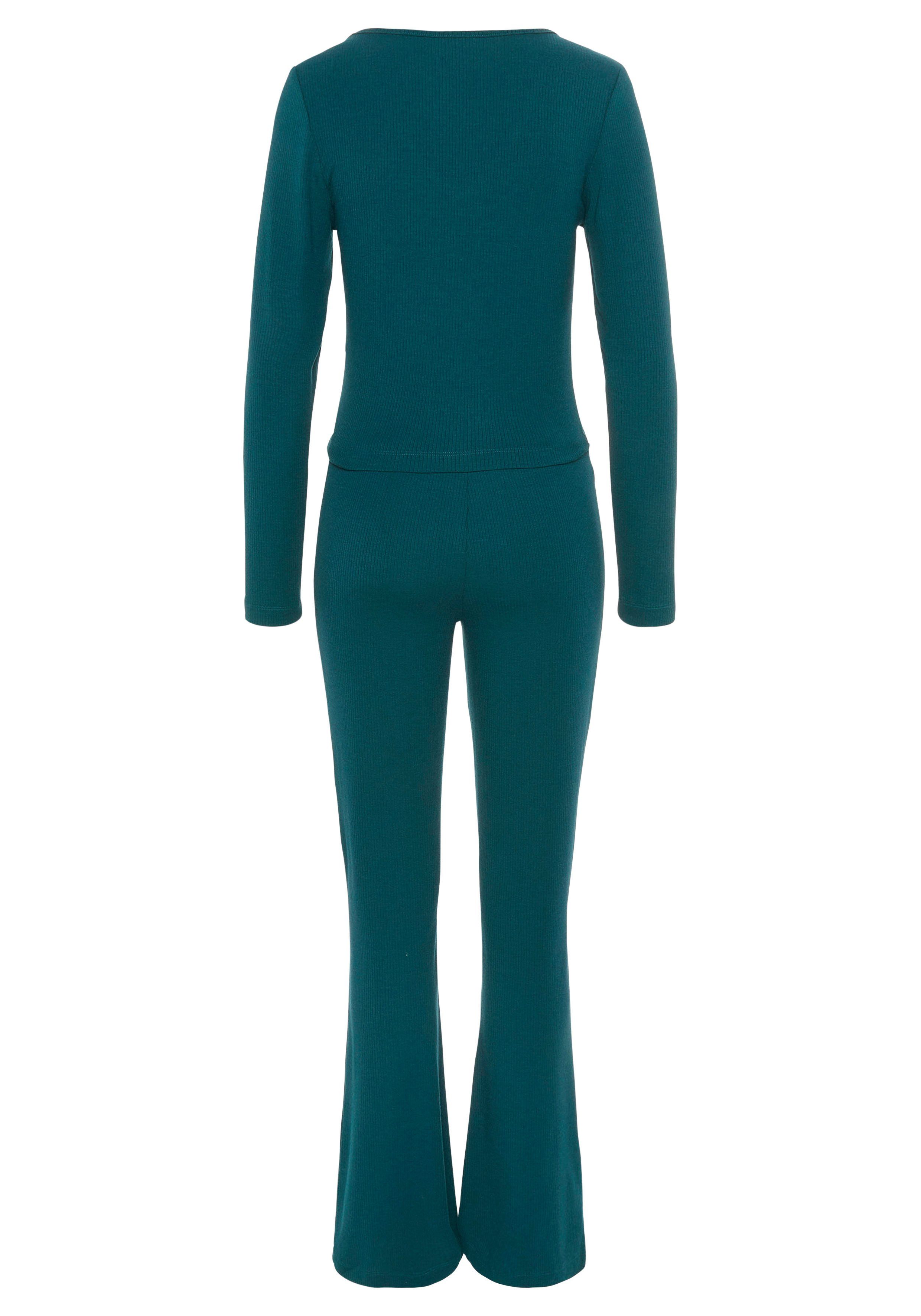 Lascana Pyjama uit mooi ribmateriaal (set, 2-delig)