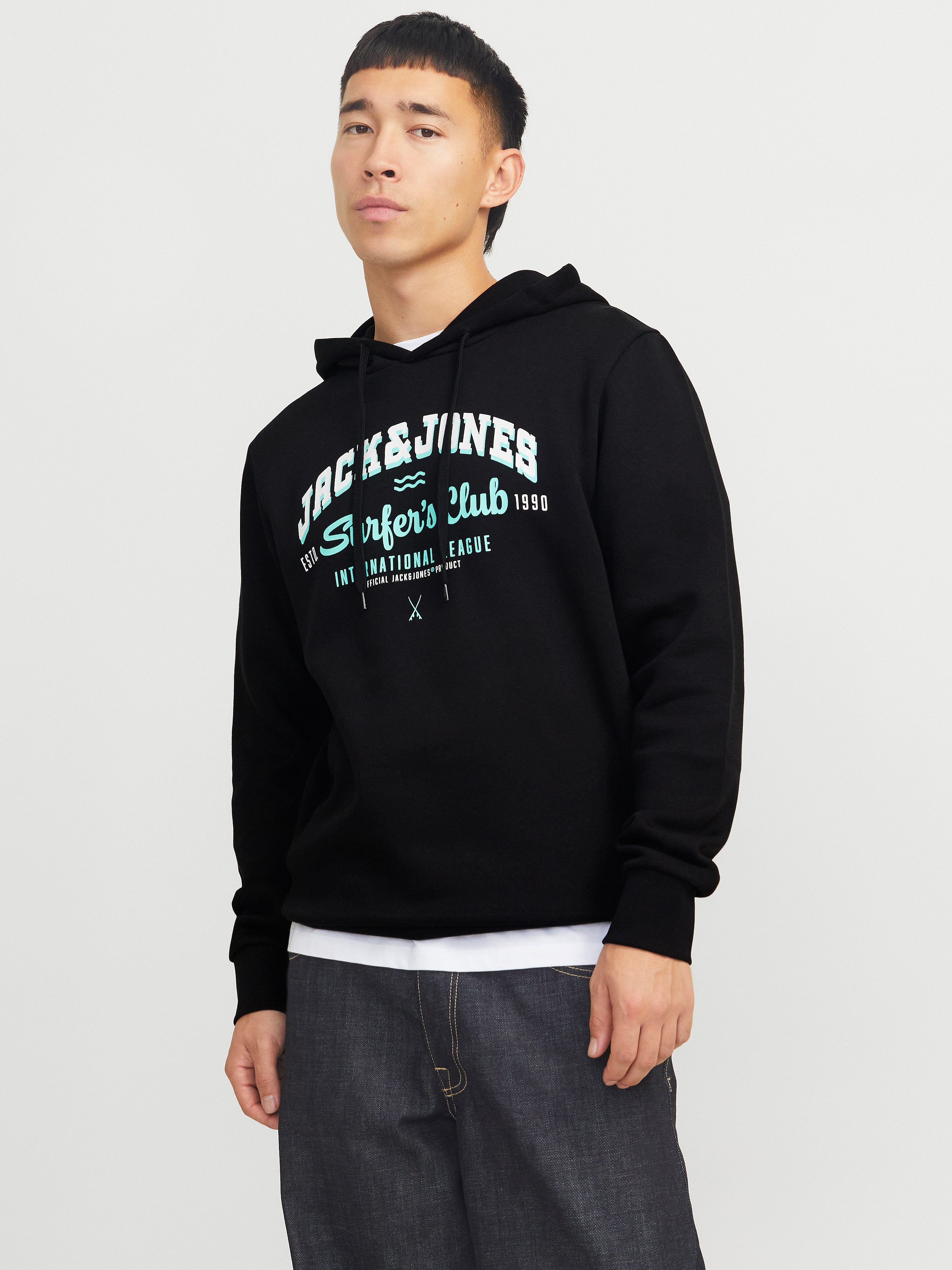 Jack & Jones Hoodie JJELOGO SWEAT HOOD 2 COL 24/25 NOOS heren hoodies maat M zwart