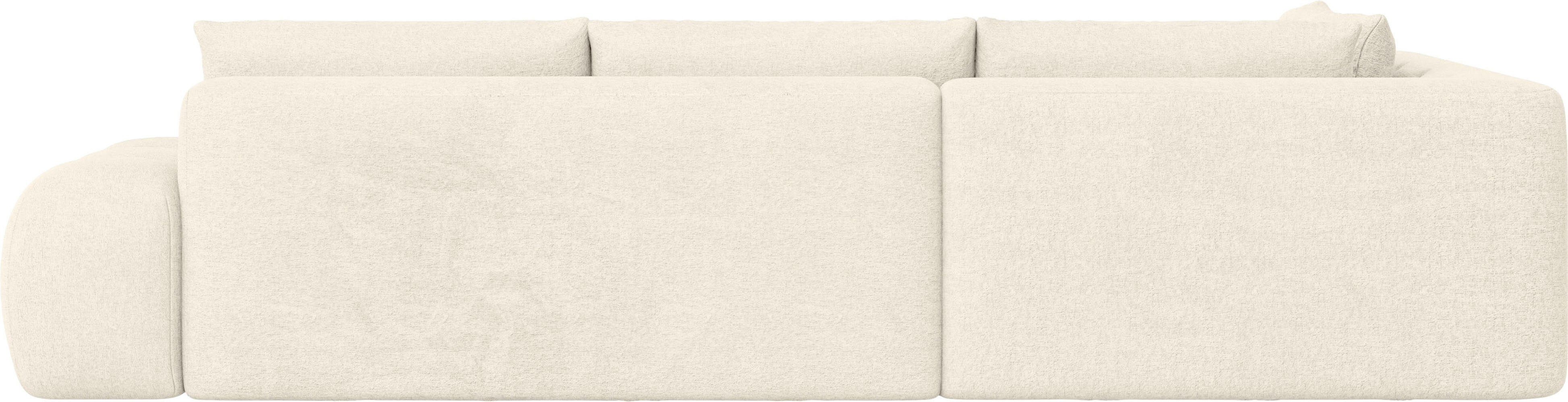 INOSIGN Hoekbank AZITA designbank, elegant en comfortabel L-vorm losse rugkussens, droomachtige stiksels, comfortabele zit