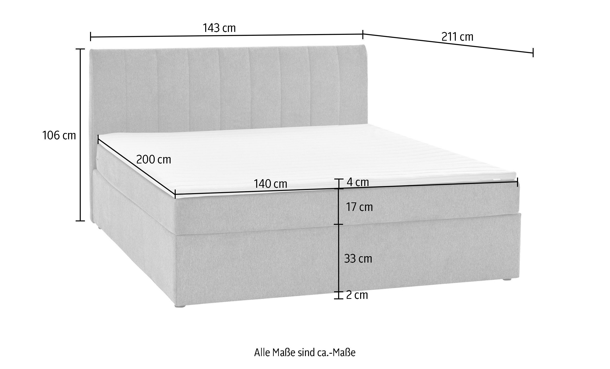 ATLANTIC home collection Boxspring Alva optioneel met matras en matrastopper