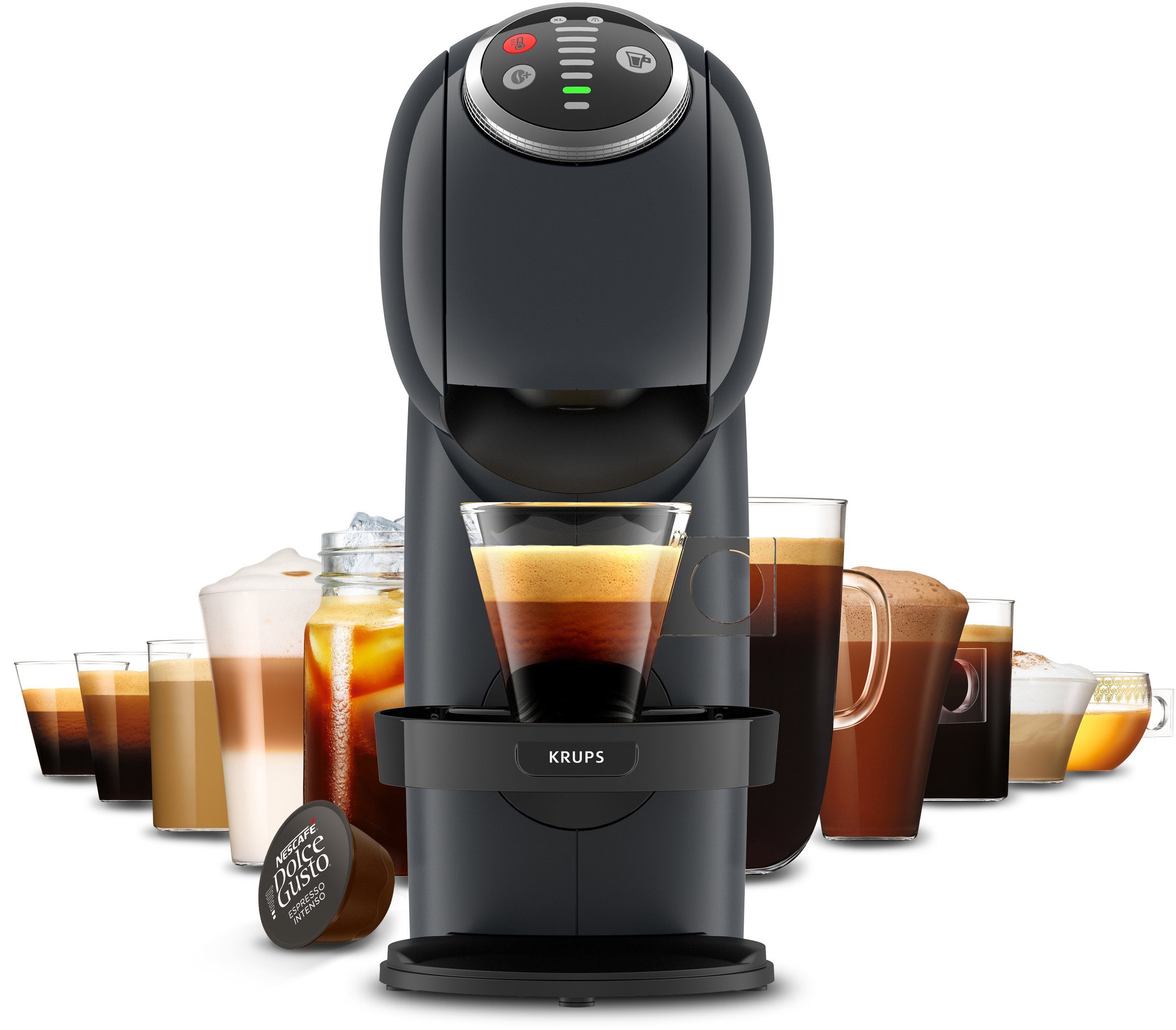 Nescafé Dolce Gusto Koffiecapsulemachine KP340B Genio S plus, draaiknop, espresso-boost, inclusief 3 pakketten nescafé dolce gusto kitkat (cacao) ter waarde van € 17,97