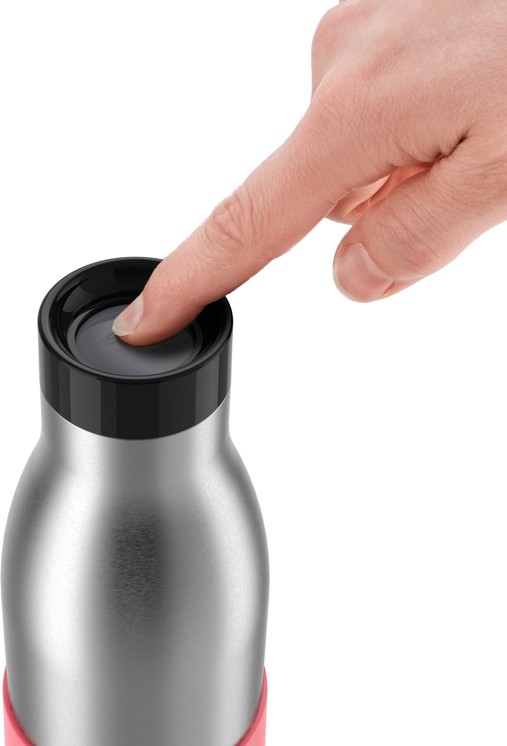 Emsa Drinkfles Bludrop Sleeve Roestvrij staal/siliconen, quick-press, 12u warm/24u koel (1-delig)
