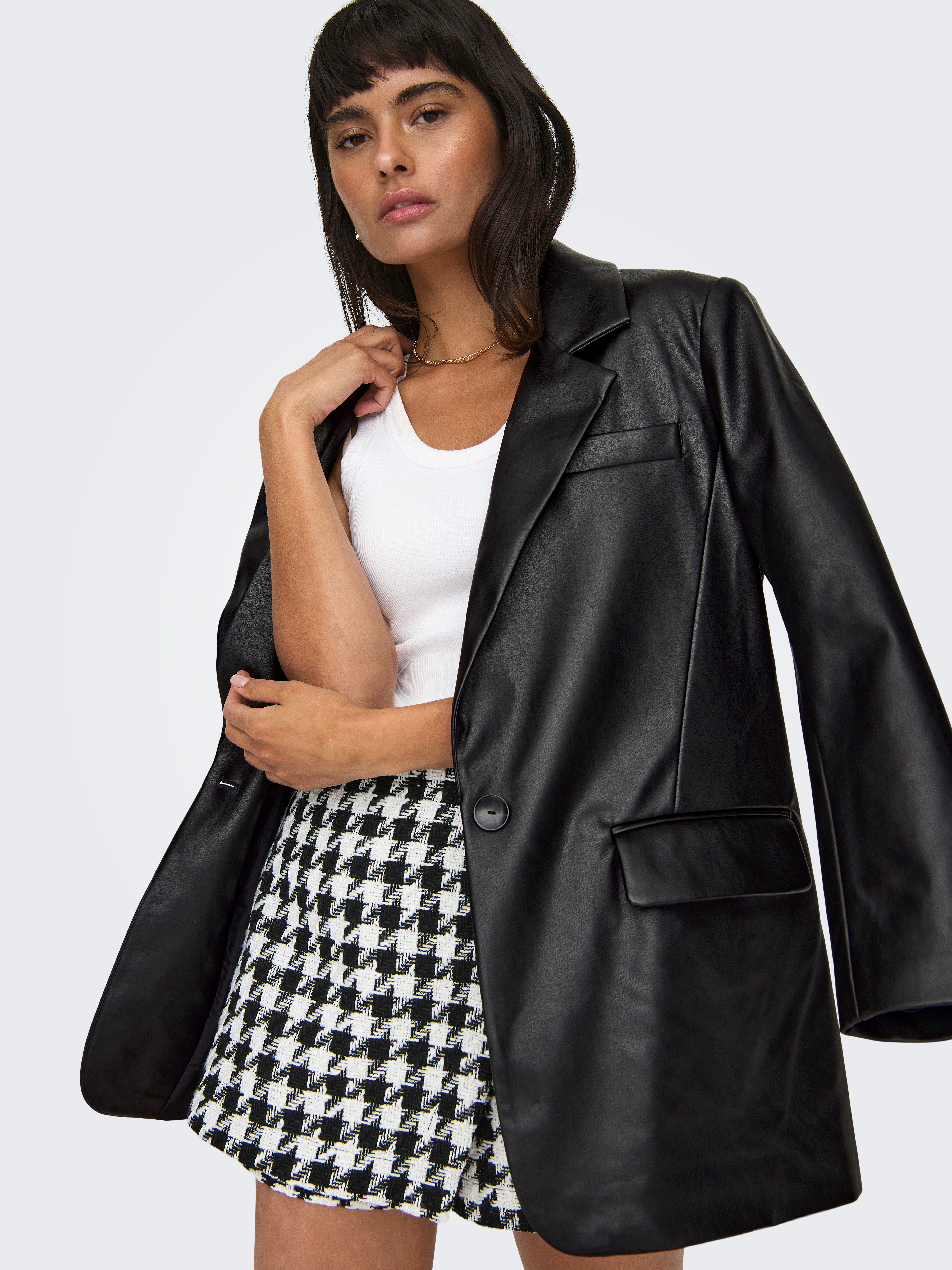 Only Imitatieleren blazer ONLLANA L/S OVS FAUX LEA BLAZER TLR NOOS