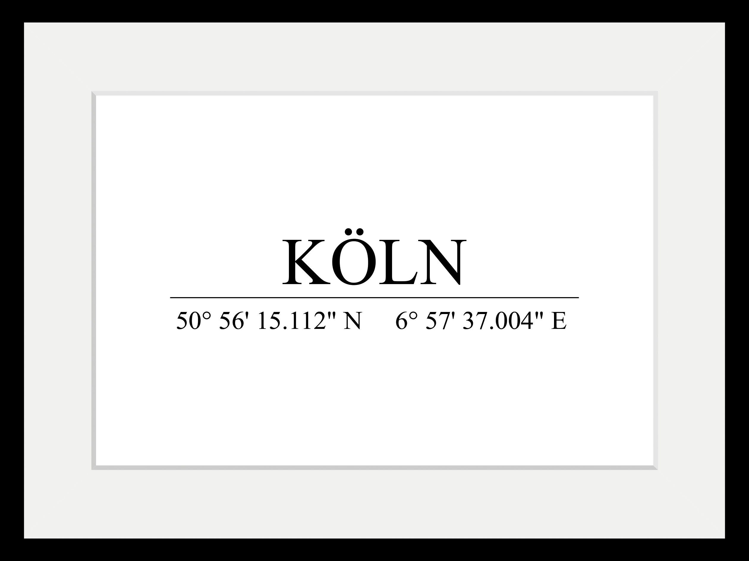 queence Wanddecoratie Keulen HD premium posterdruk incl. houten lijst (1 stuk)