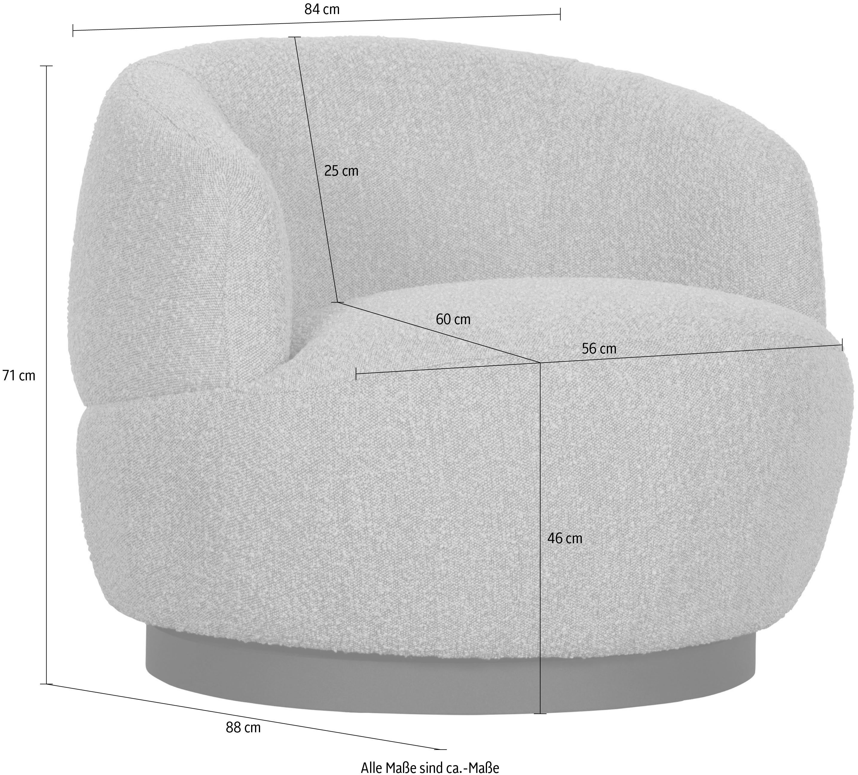 WOOOD Draaistoel Woolly ronde vorm, in elke richting draaibaar, breedte 84 cm