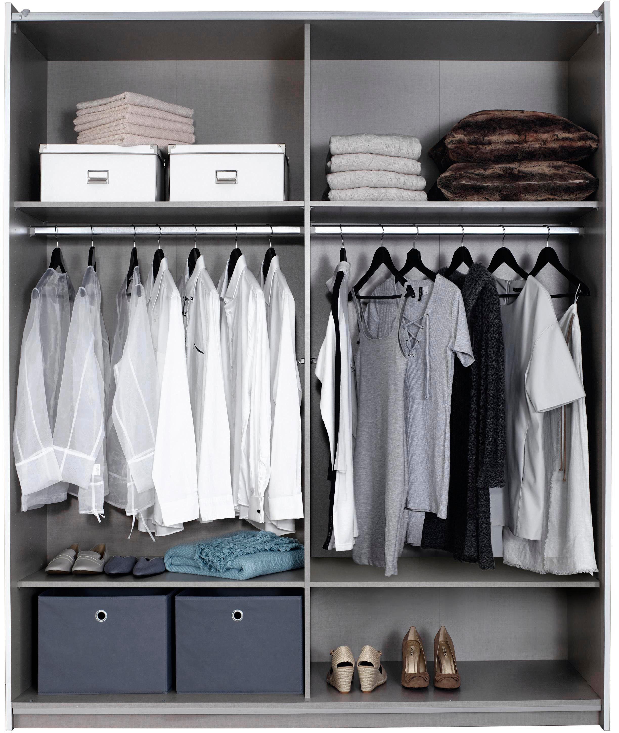 rauch Zweefdeurkast Kledingkast kast garderobe ASTANA met soepel lopende deuren inclusief 2 stoffen dozen en metalen grepen topseller made in germany