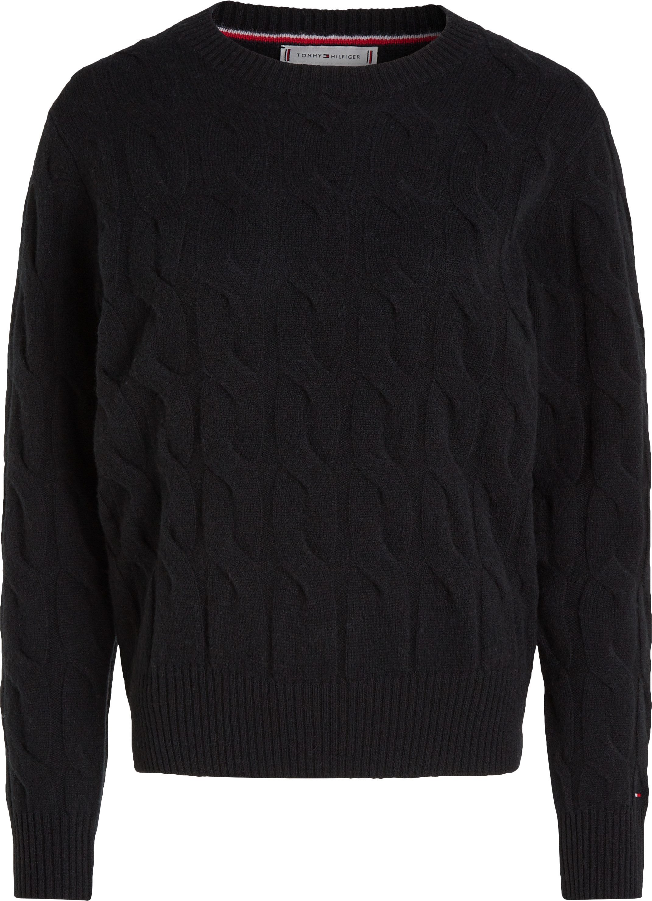 Tommy Hilfiger Gebreide trui SOFT WOOL CABLE C-NK met kabelpatroon van zuivere wol