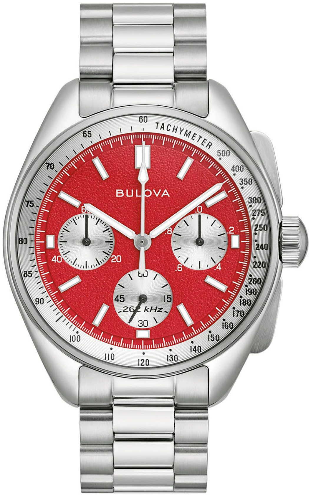 Bulova Chronograaf Lunar Pilot Quartz horloge, polshorloge, herenhorloge, roestvrijstalen band heren horloges zilver(kleur)
