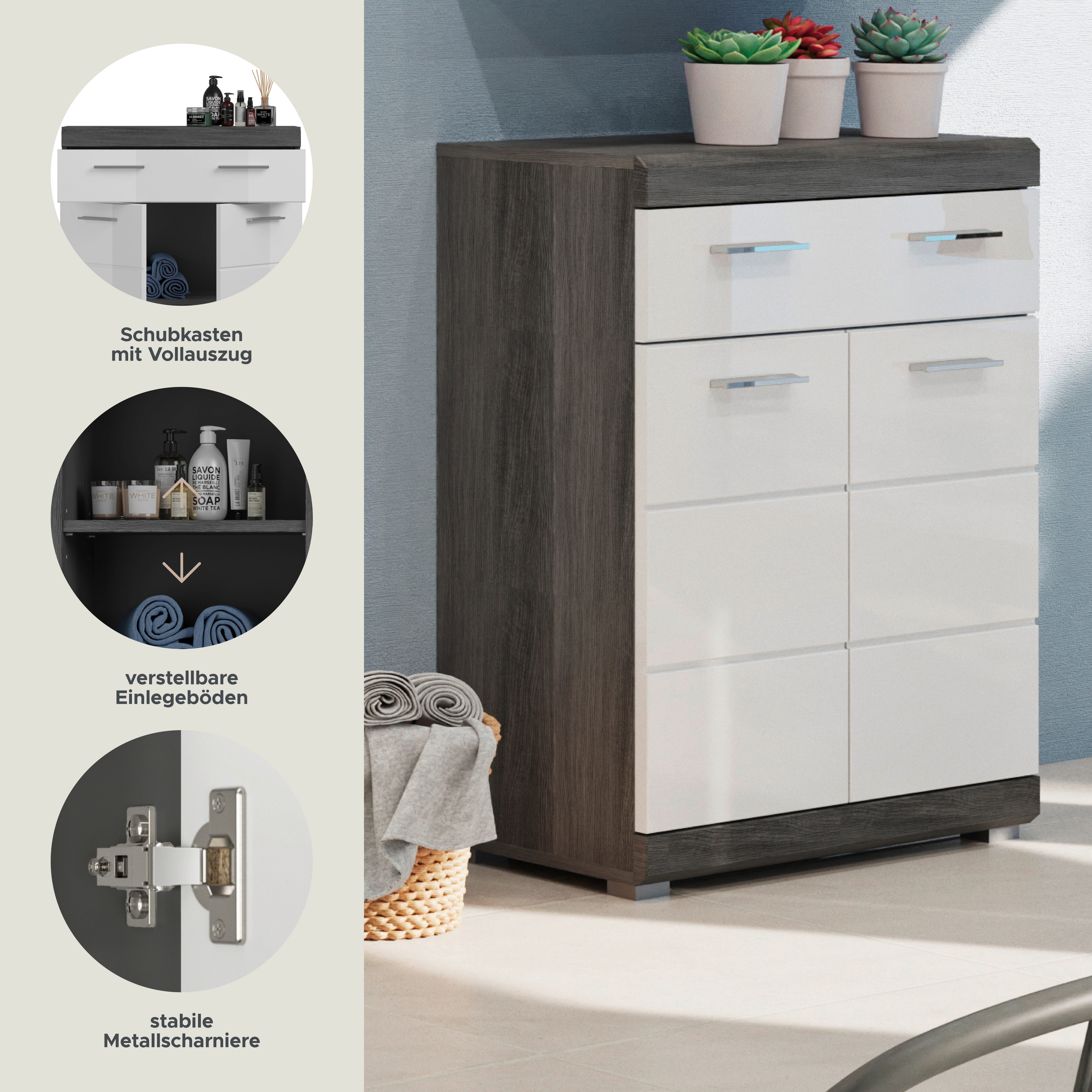 INOSIGN Onderkast Siena, breedte 74 cm, 2 deuren, 1 lade, 2 vakken, MDF-front in verschillende kleuren verkrijgbaar, badkamermeubels, badkamerkast, commode, badkamer