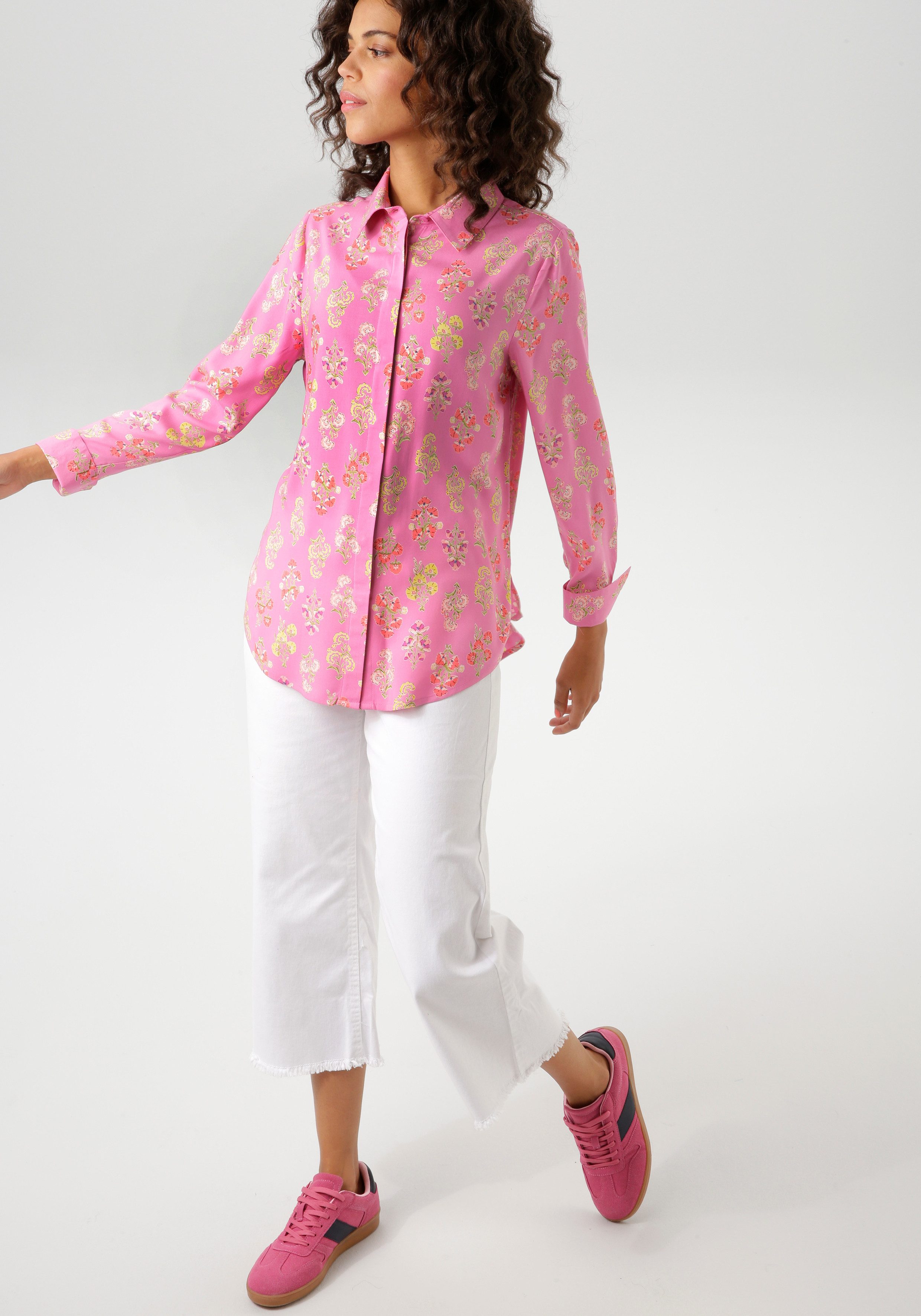 Aniston CASUAL Overhemdblouse met kunstzinnige kleurharmonieuze bloemenprint nieuwe collectie