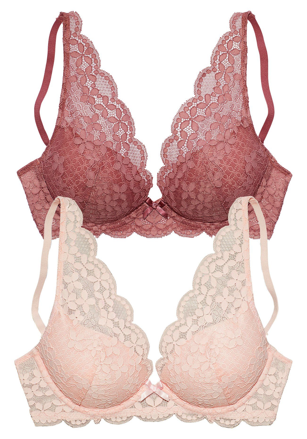 Petite fleur Push-up-bh in high apex-belijning, dessous (Set van 2)