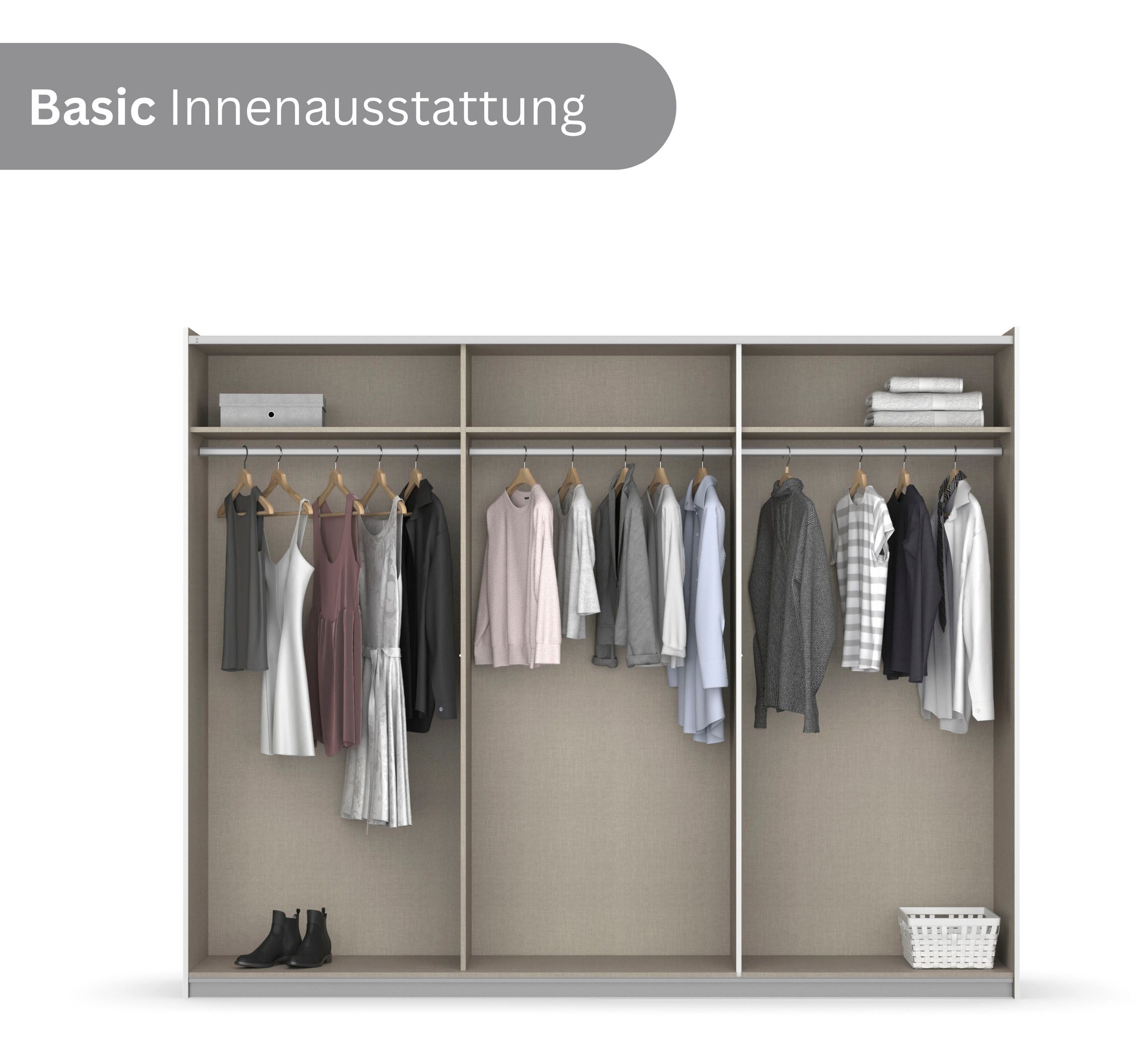rauch Zweefdeurkast Kledingkast draaideurkast kast garderobe KRONACH TOPSELLER met spiegel en veel opbergruimte, metalen greepstrips, made in germany