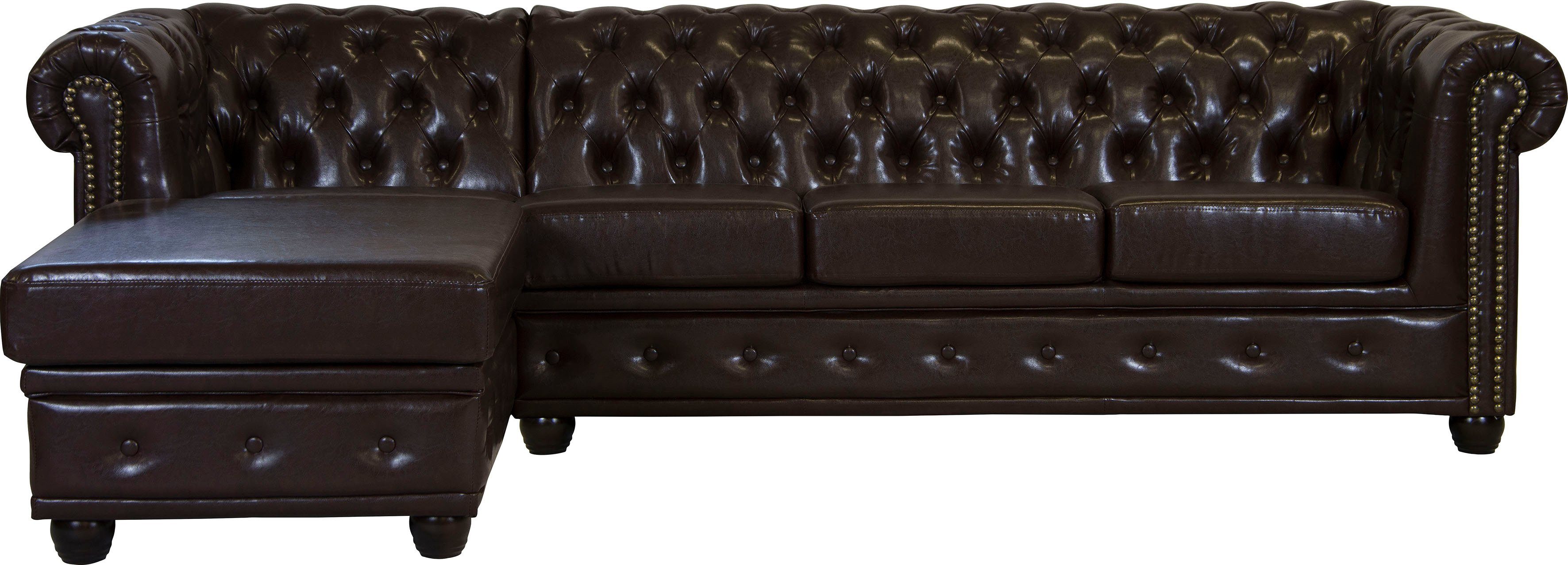 Home affaire Chesterfield-bank Rysum L-vorm Chesterfield-look met afsluitende ottomane