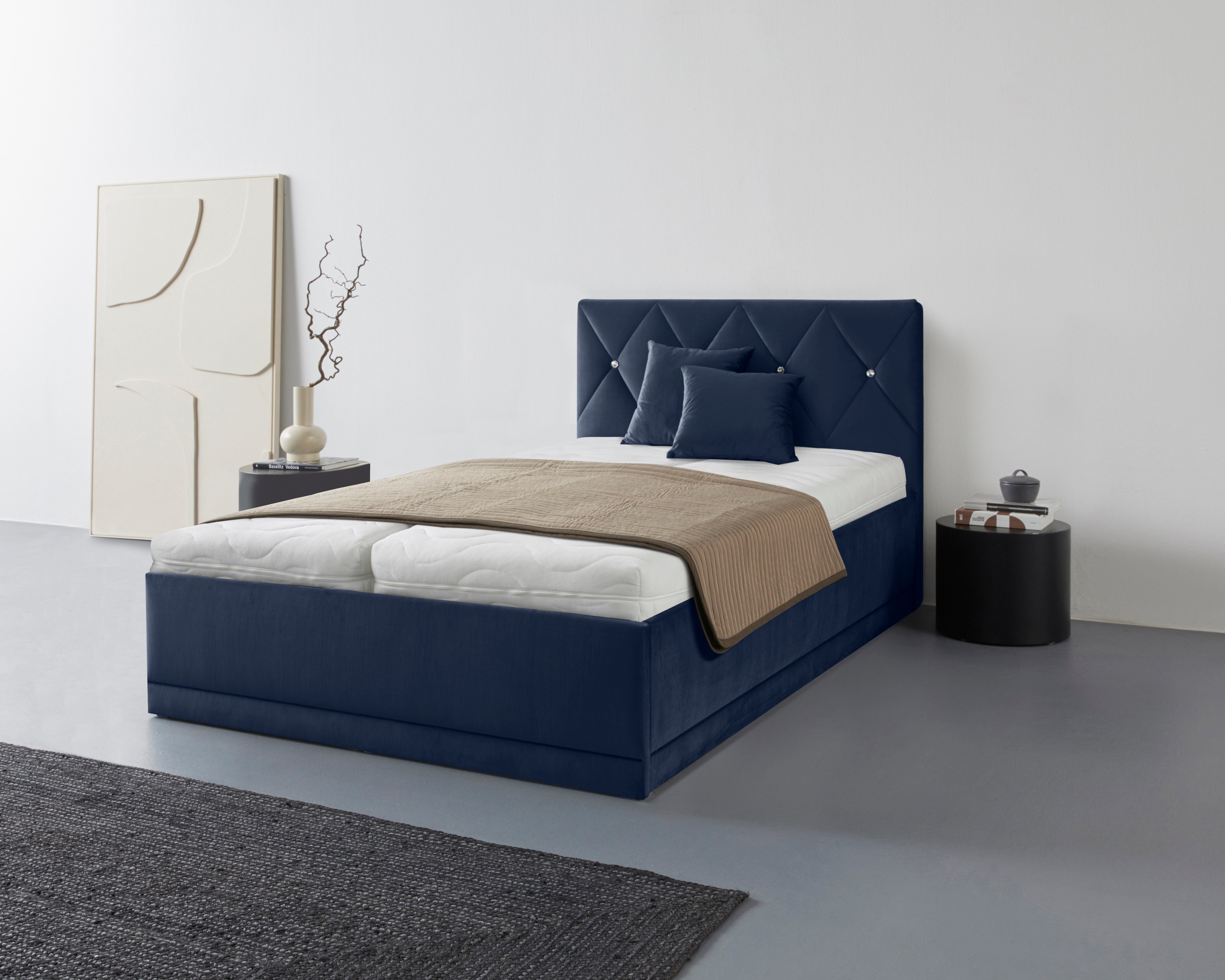Westfalia Polsterbetten Gestoffeerd bed ADAMAS ook met bedlade, knoopdetails met stras