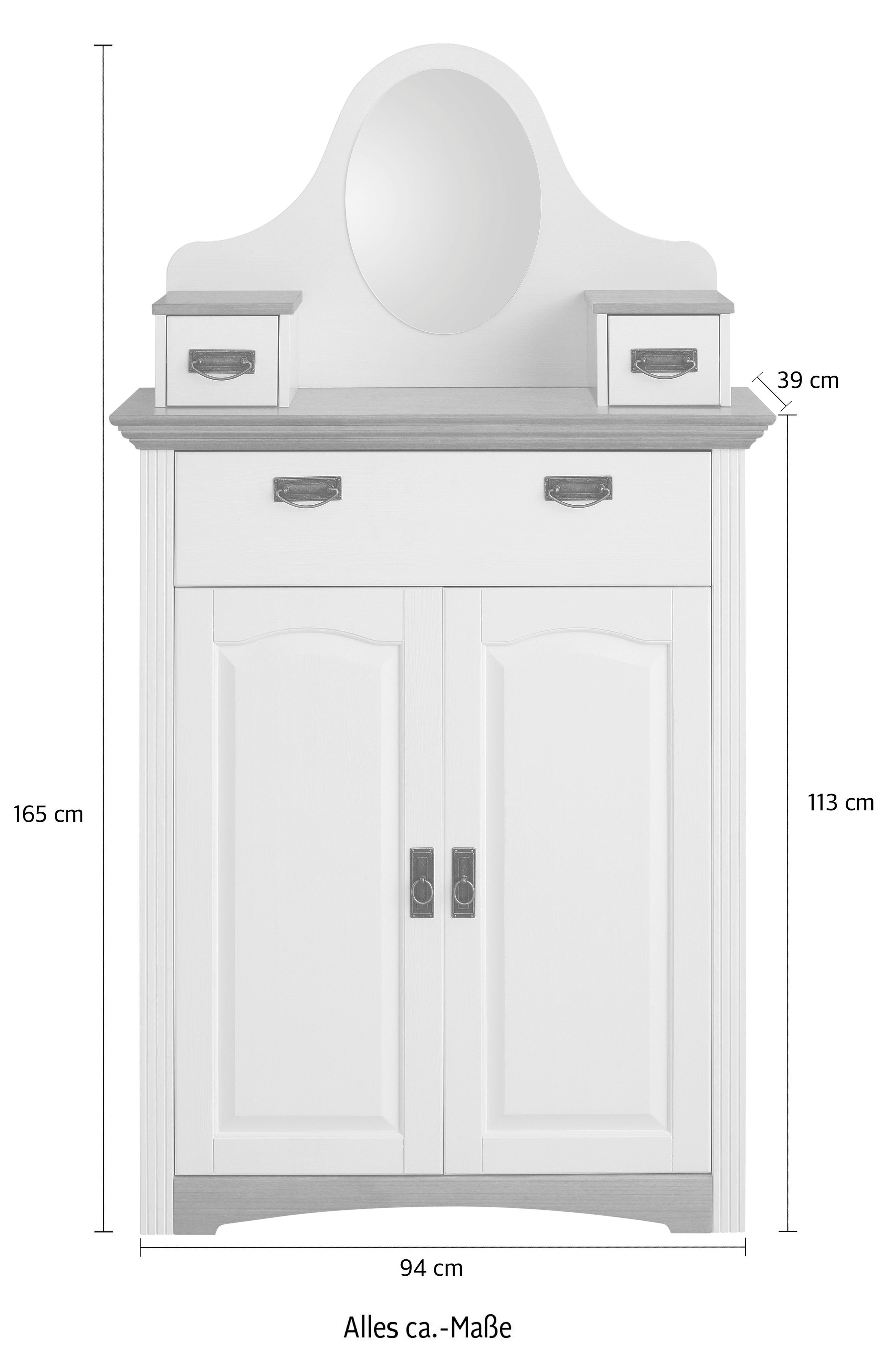 Home affaire Kast met laden en deuren Konrad Breedte 94 cm, van massief, FSC®-gecertificeerd dennenhout