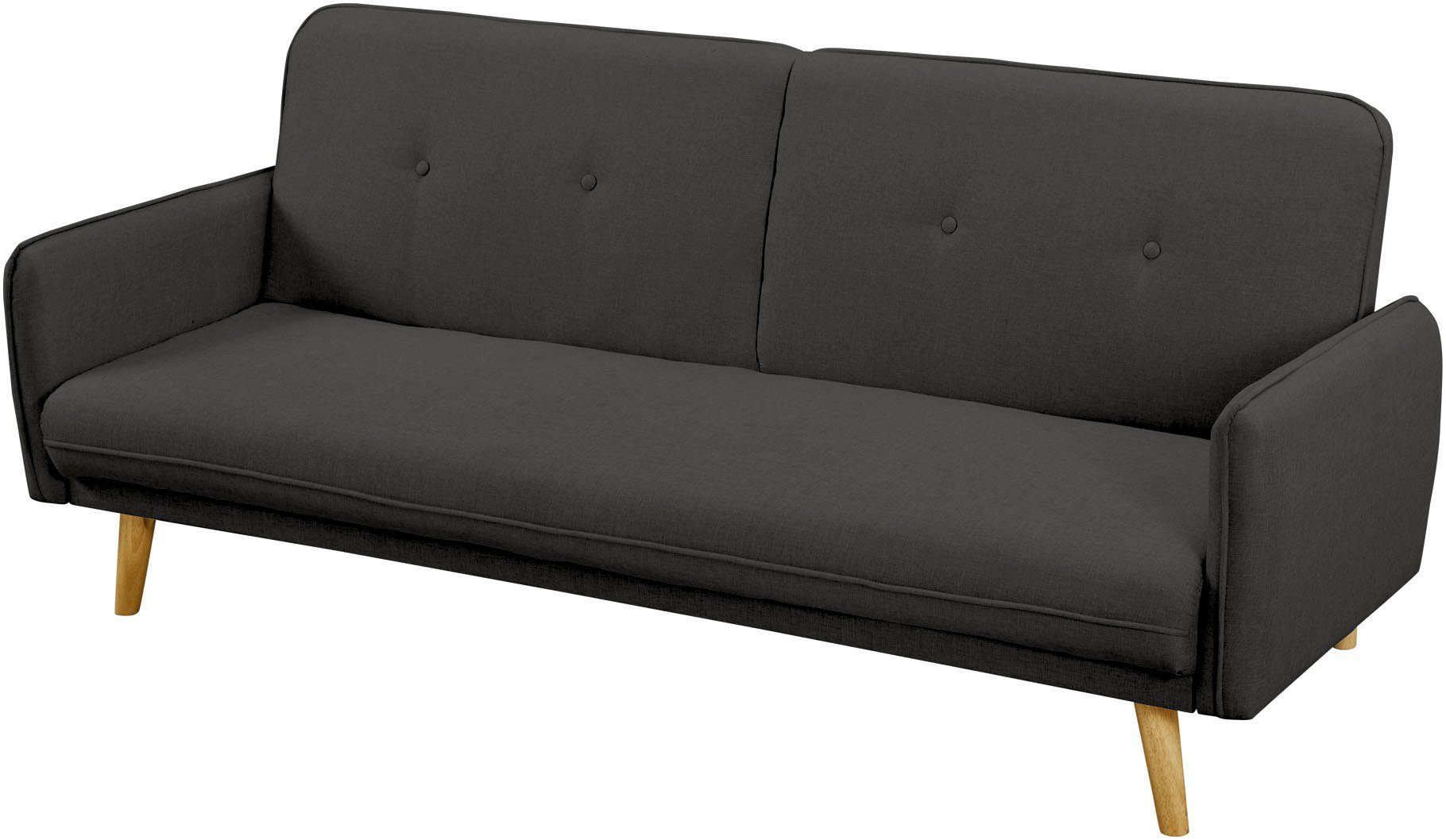 SalesFever Slaapbank Linköping, 3-zits bank met knoopbevestiging op de rug en slaapfunctie, breedte 188 cm