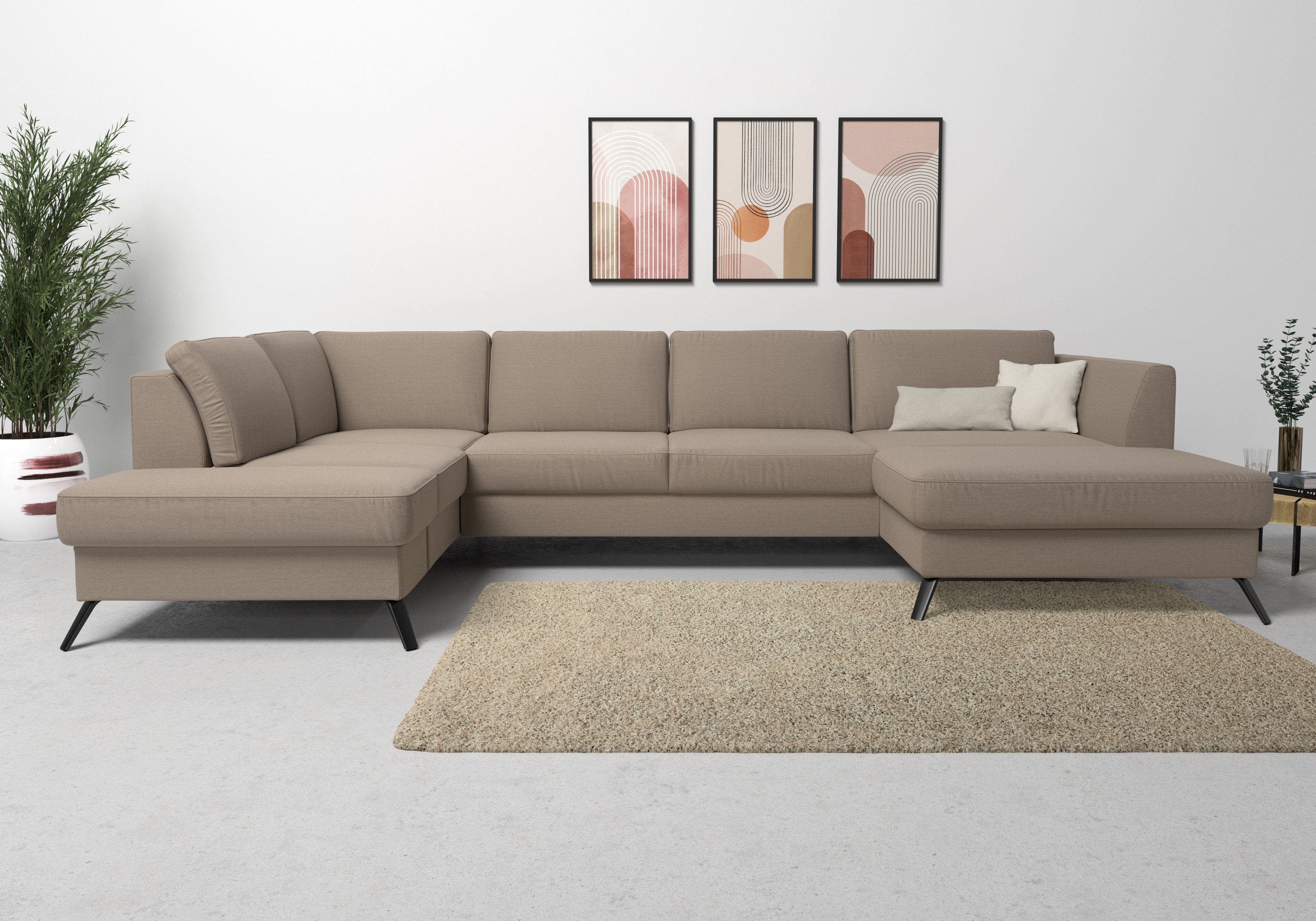 sit&more Zithoek Olsen U-vorm inclusief zitdiepteverstelling, naar keuze met slaapfunctie, 15 cm hoog