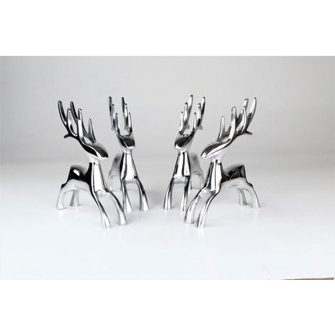 ARTRA Decoratief figuur Overgordijn edelherten "Dasher" van aluminium in een set van 4 sculpturen (1 stuk)