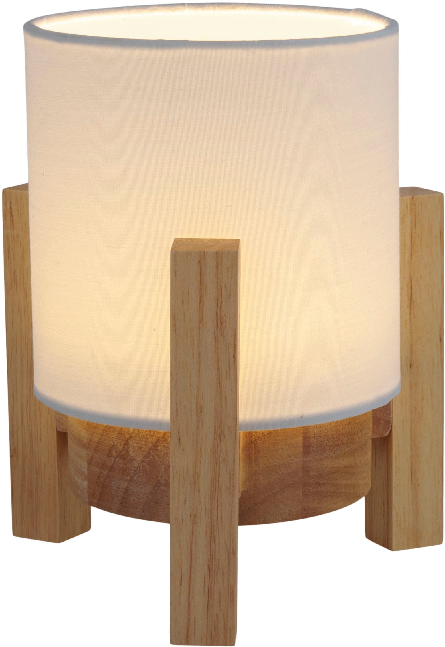 näve Led-tafellamp Matida Accu-werking, incl. USB-C-kabel, houten frame, textielscherm, dimbaar (1 stuk)