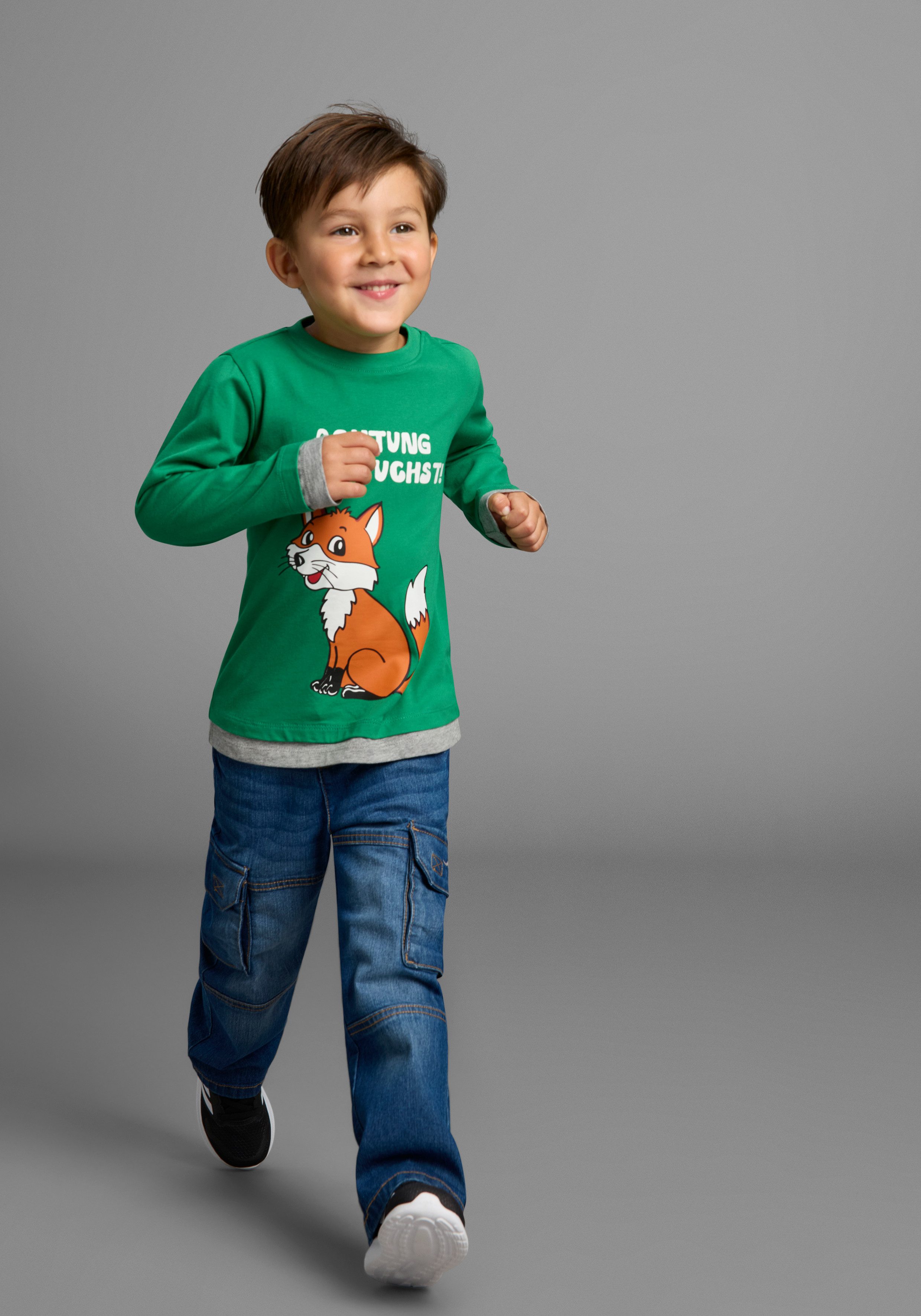 KIDSWORLD Shirt met lange mouwen Let op knutselwerk Shirt met coole vossendruk