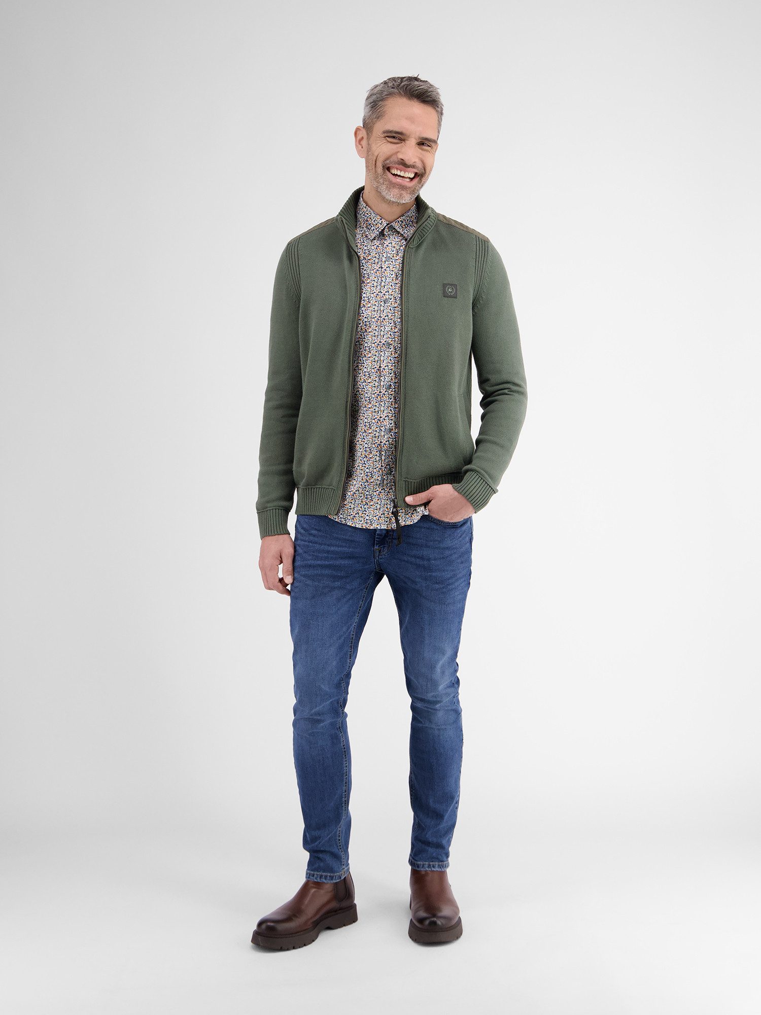 Lerros Vest LERROS brei jack in effen kleur