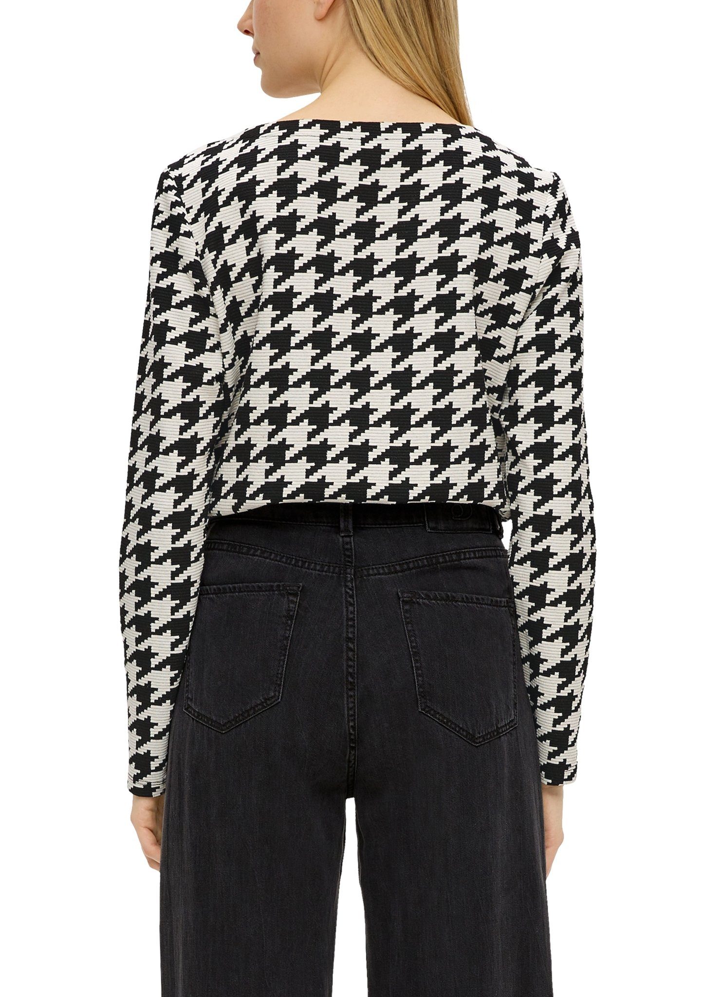 s.Oliver Sweatshirt met pied-de-poulemotief