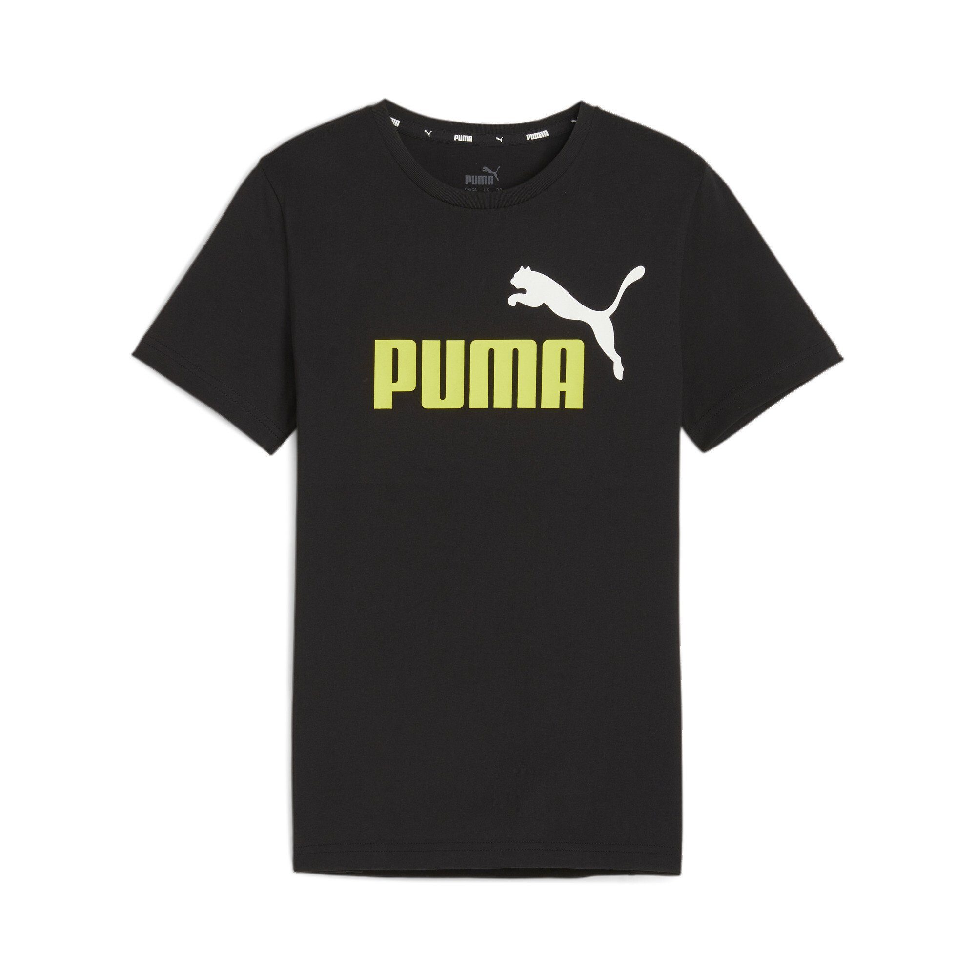Puma T-shirt zwart geel Katoen Ronde hals Logo 128