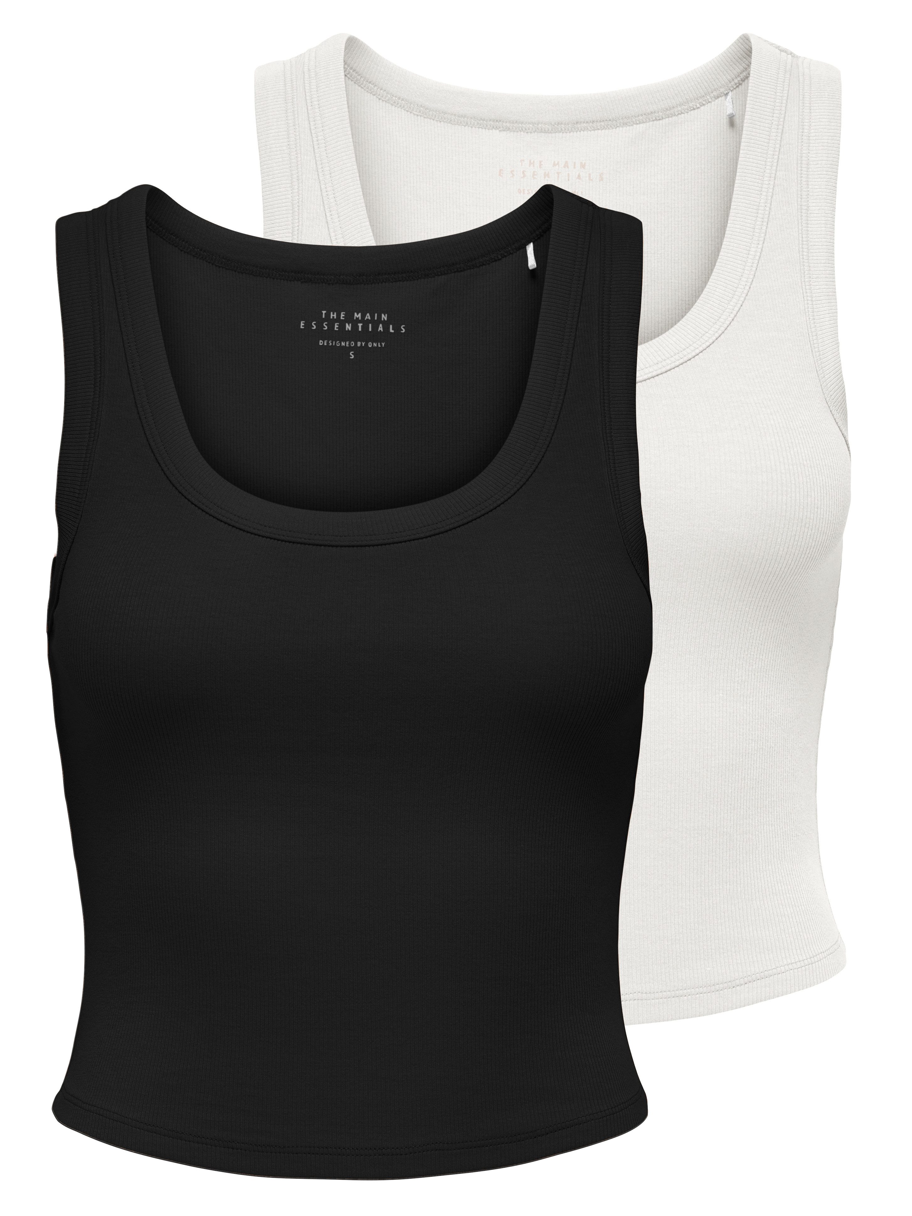Only Tanktop ONLEASY S/L TANK TOP JRS 2 PACK (set, 2-delig) dames tanktops maat XL (42) zwart