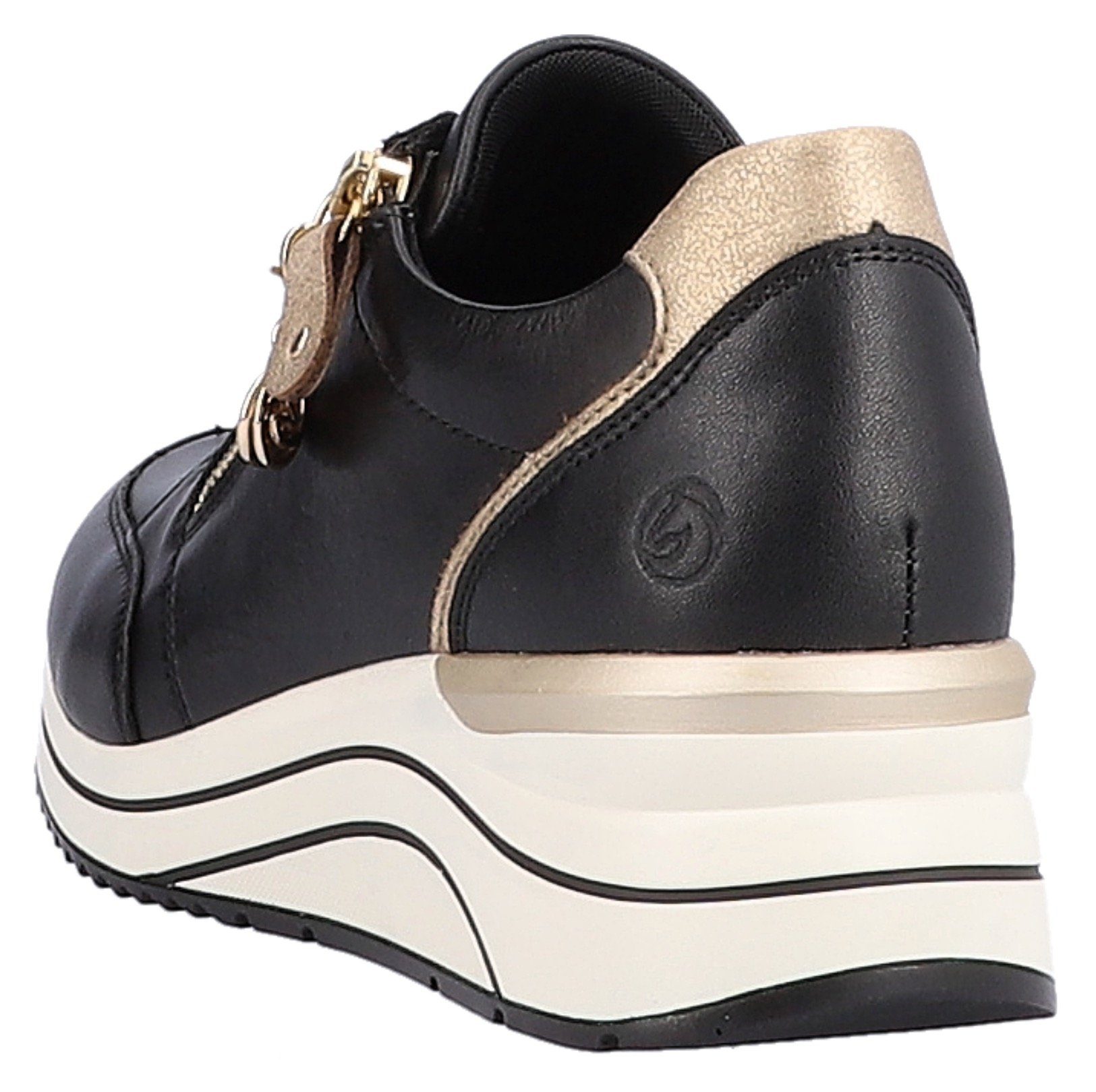 Remonte Sneakers met sleehak , vrijetijdsschoen, lage schoen, veterschoen met goudkleurige logo-hanger