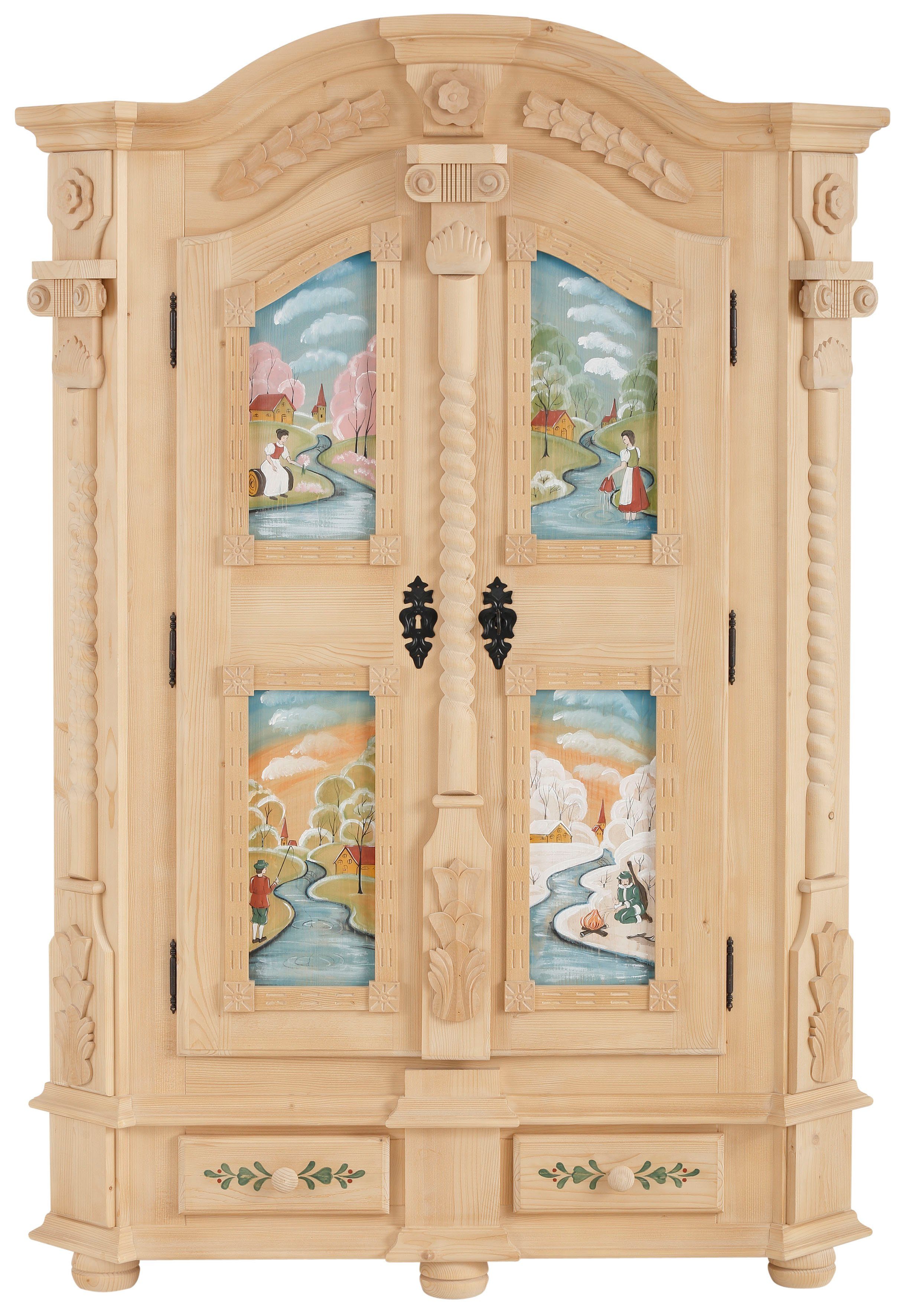 Premium collection by Home affaire Kledingkast Teisendorf met bijzondere met de hand beschilderde deurfronten en mooie ornamenten, hoogte 189 cm
