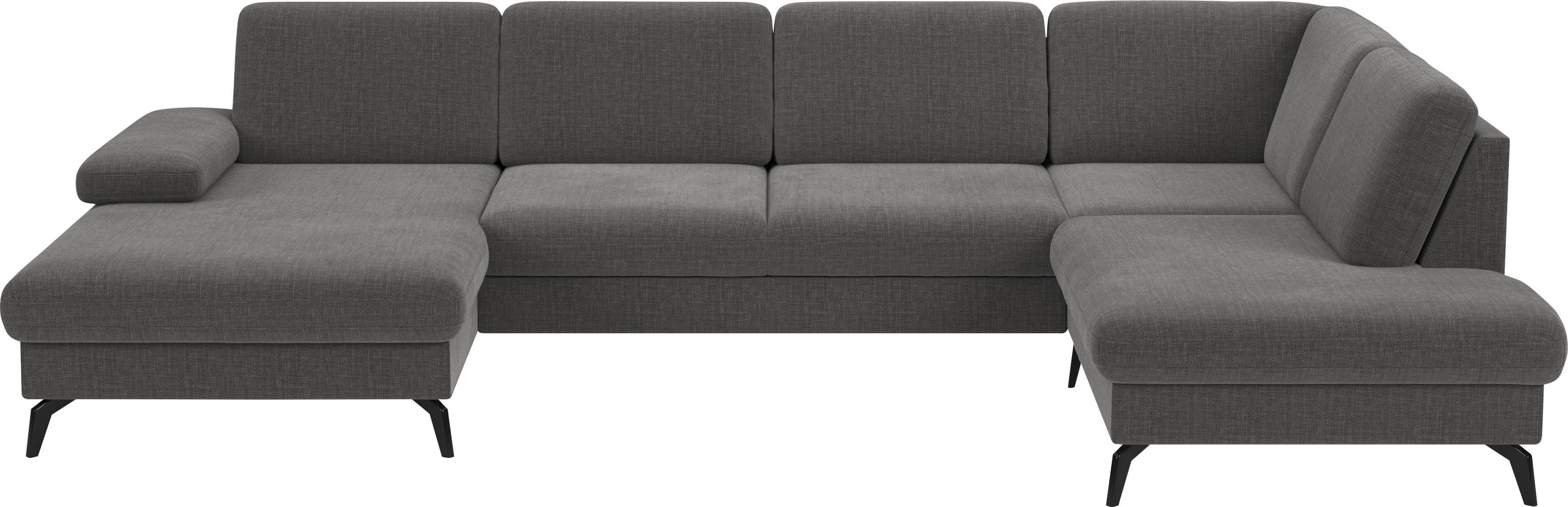 sit&more Zithoek Morris U-vorm, incl. zitdiepteverstelling keuze uit armleuningverstelling, bedfunctie & bedlade grijs, zithoeken, Incl. verstelbare