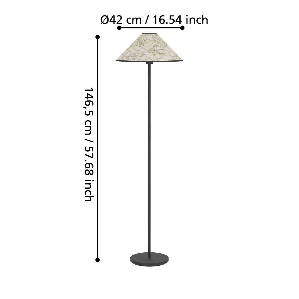 EGLO Staande lamp OXPARK Vloerlamp, vloerlamp, textiel met bamboe bladeren, woonkamer (1 stuk)