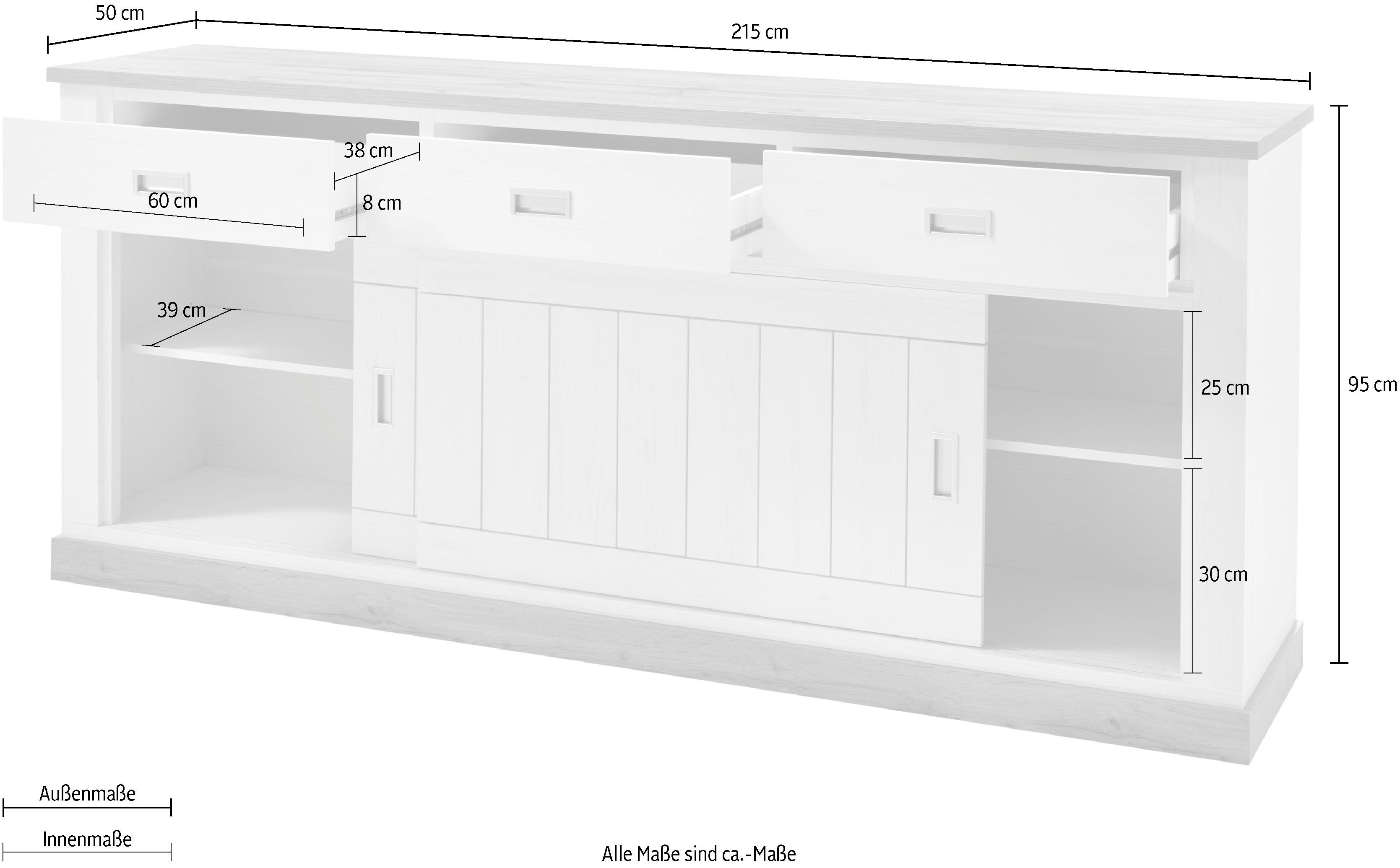 Home affaire Dressoir Orlando Breedte ca. 215 cm