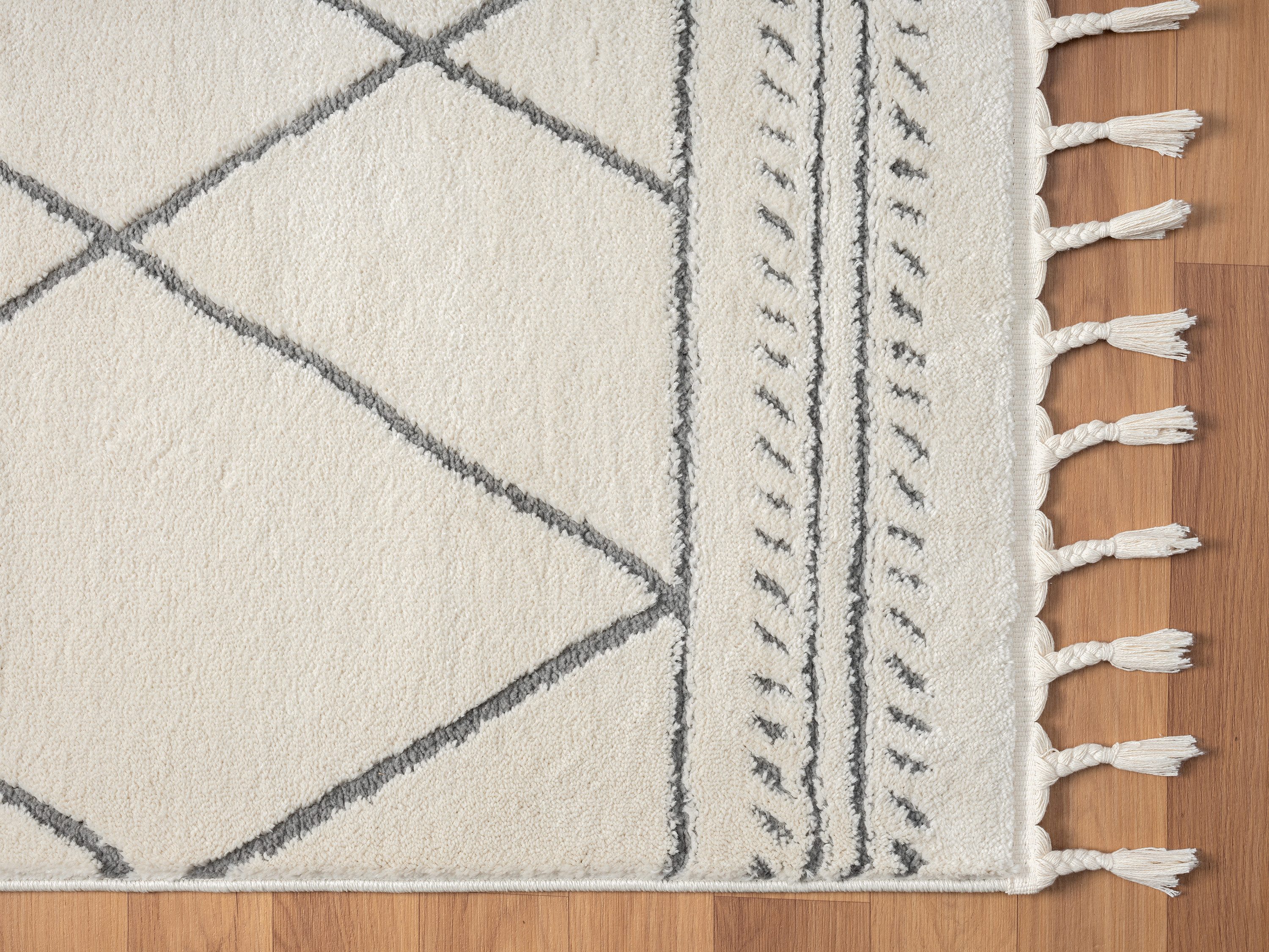 Myflair Möbel & Accessoires Hoogpolig vloerkleed Marokkaans ontwerp voorraadopruiming modern, marokkaans ontwerp, ruitenpatroon, zacht, met franjes
