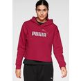 puma hoodie ess+ cropped metallic logo hoodie rood