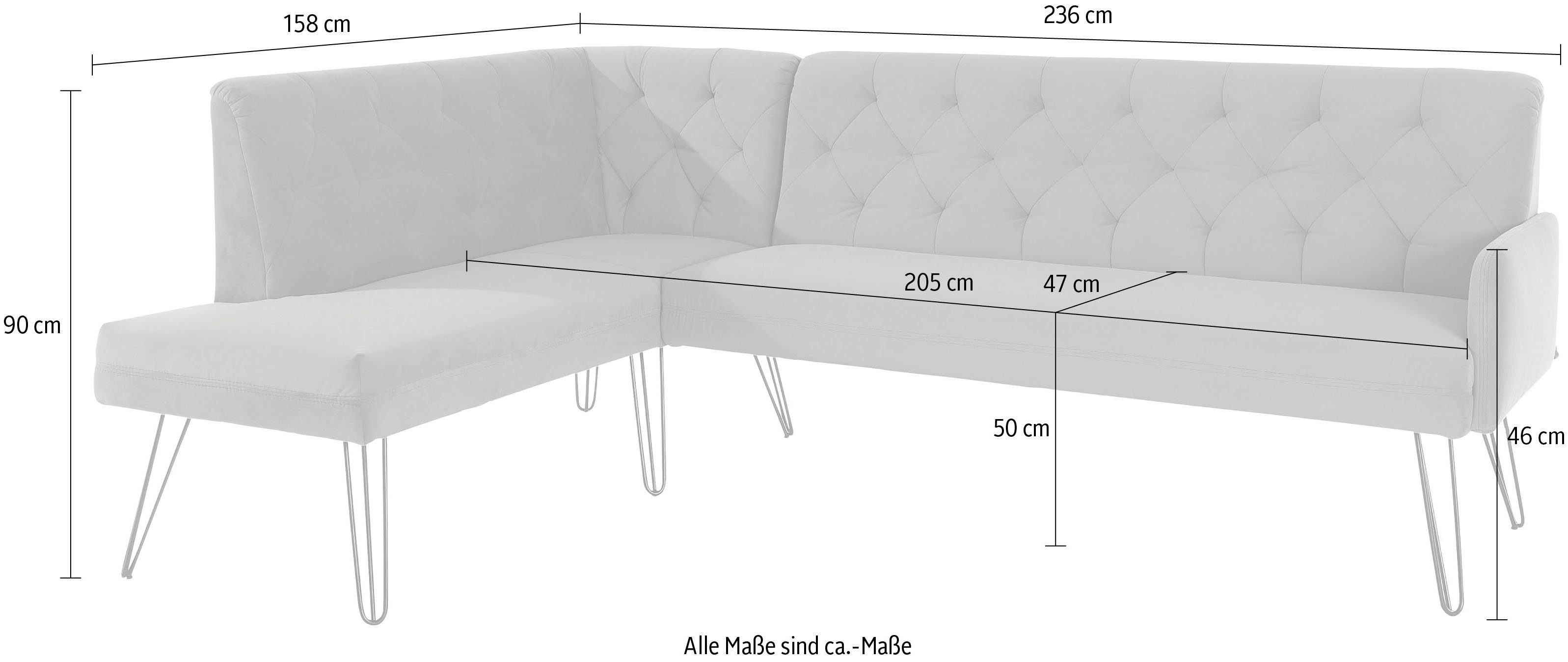 exxpo - sofa fashion Hoekbank Doppio, Chesterfield look, comfortabel en handig, hoge designvoeten