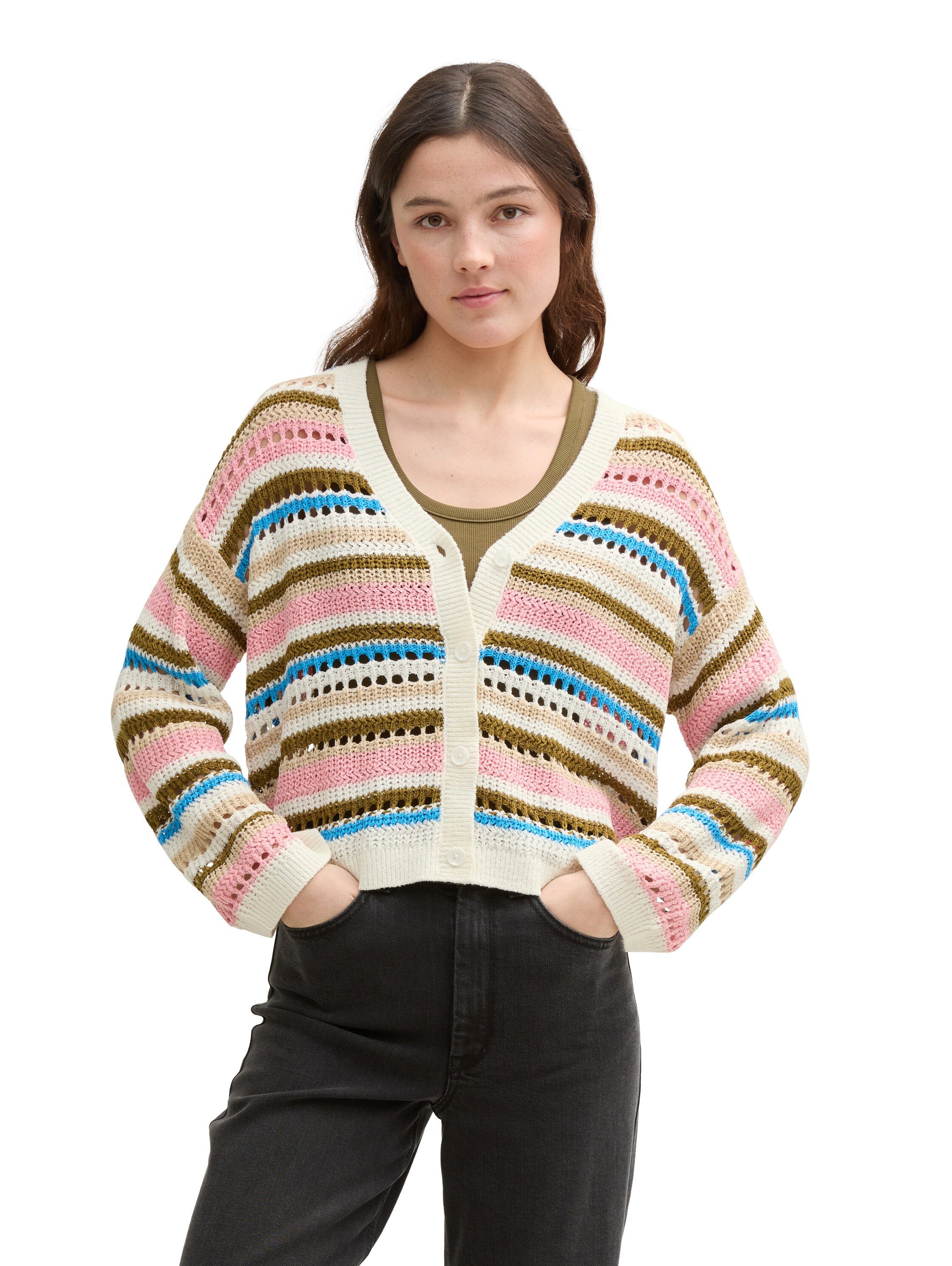 Tom Tailor Denim Cardigan met streepmotief