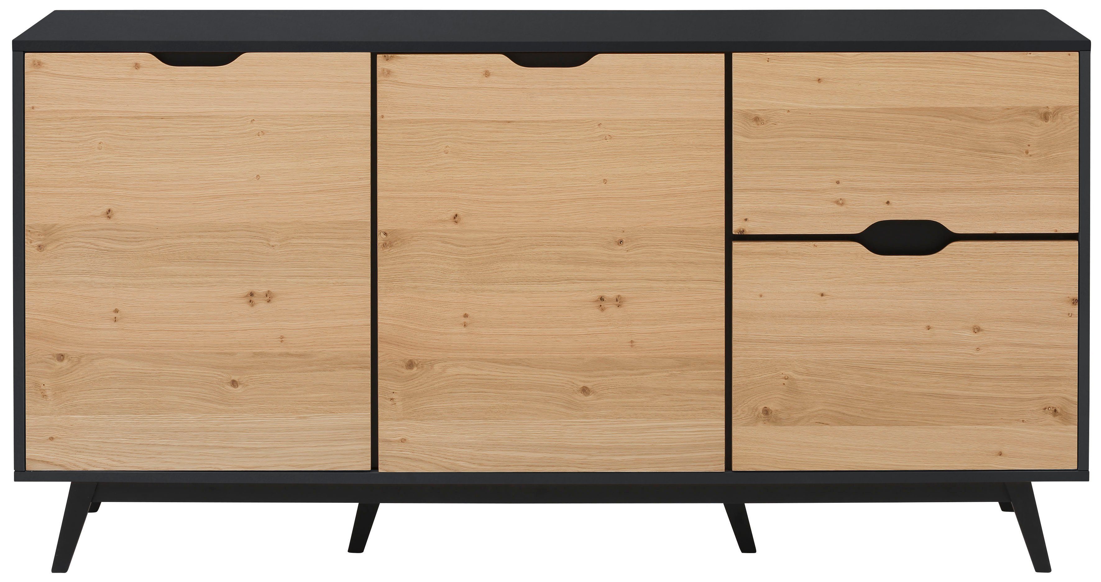 home affaire dressoir flow met vele opbergmogelijkheden en hout-look, hoogte 82 cm zwart