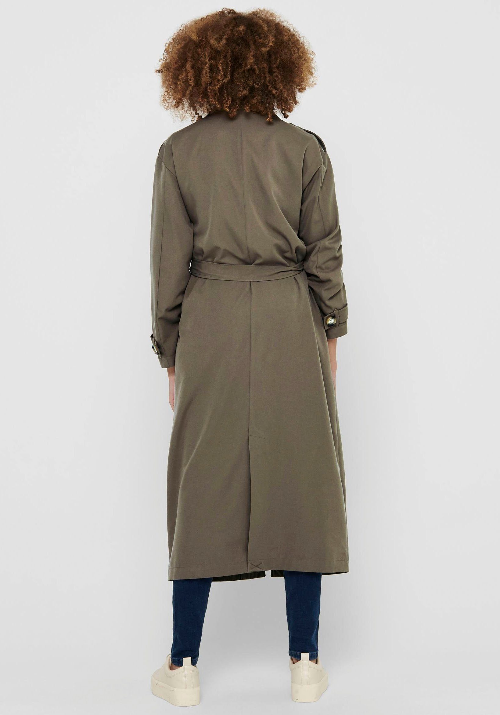 Only Trenchcoat ONLLINE X-LONG TRENCHCOAT OTW NOOS met bindriem in de taille - 2 zijzakken