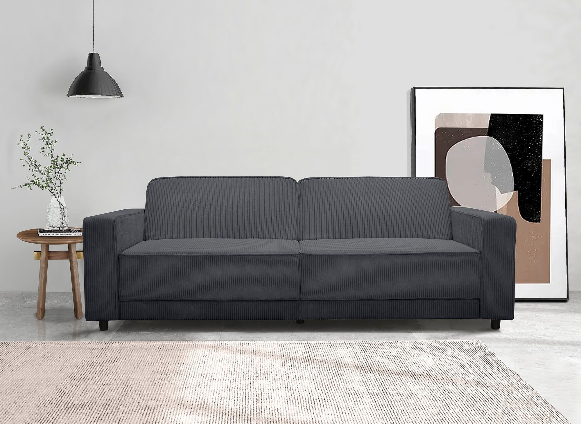 Dorel Home 3-zitsbank Allie slaapbank 225 cm Slaapbank functie (108/190cm), trendy ribfluweel of onderhoudsvriendelijk velours