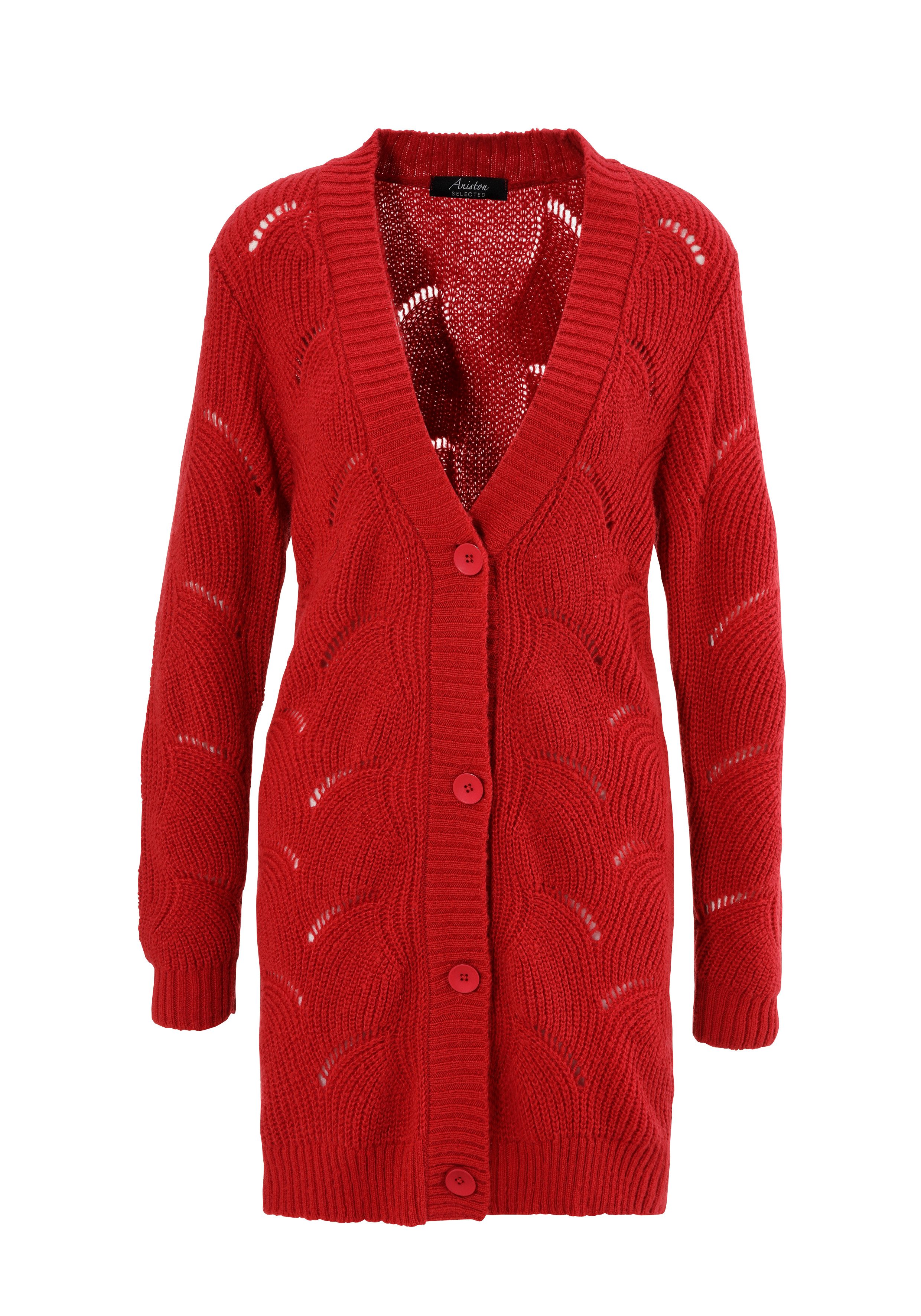 Aniston SELECTED Lang vest met ajourbreisel