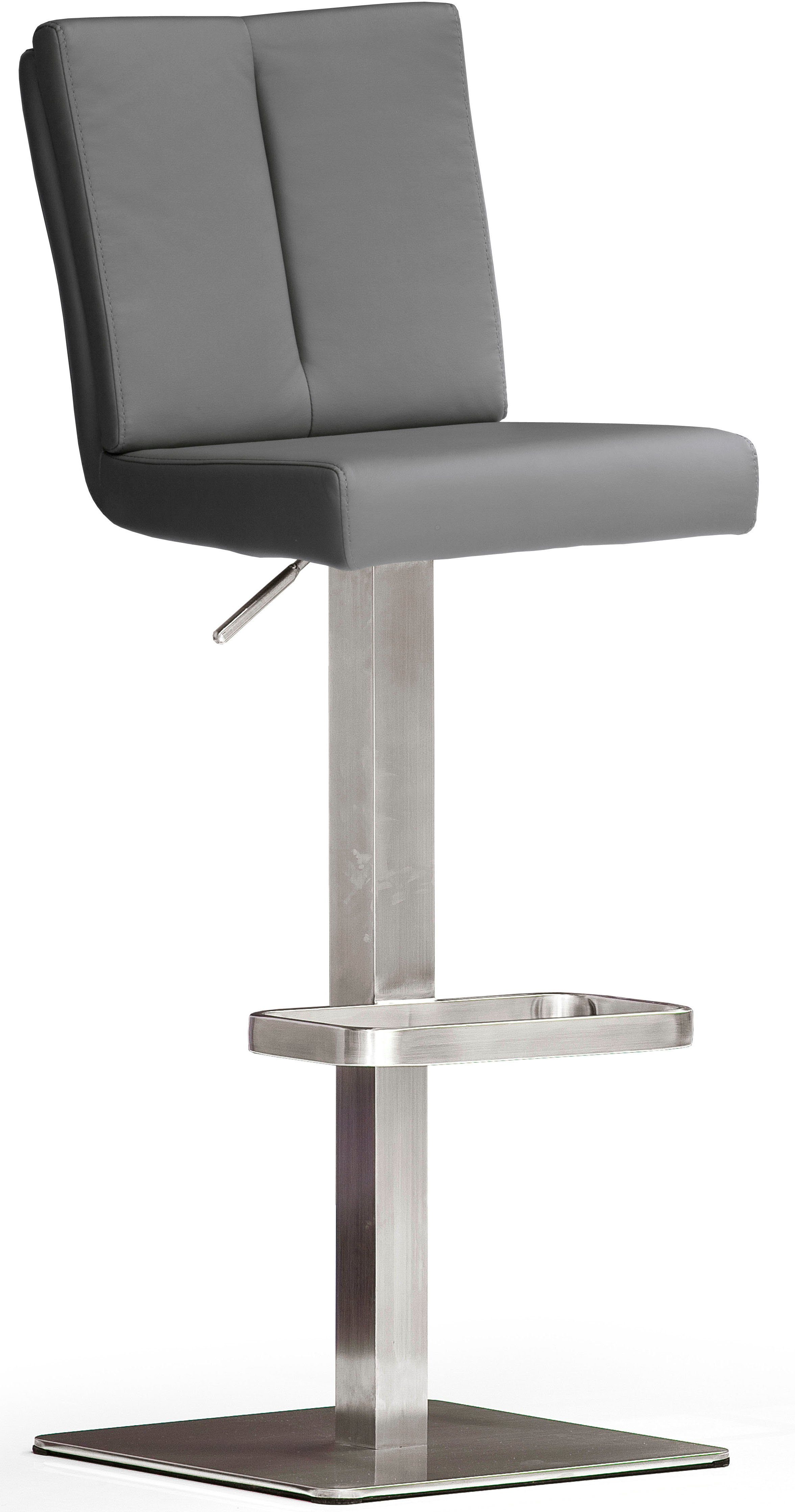 MCA furniture Bistrostoel BARBECOOL met rugleuning, vierkante voetplaat, 180° draaibaar, zithoogte van 56-81 cm barkrukken grijs
