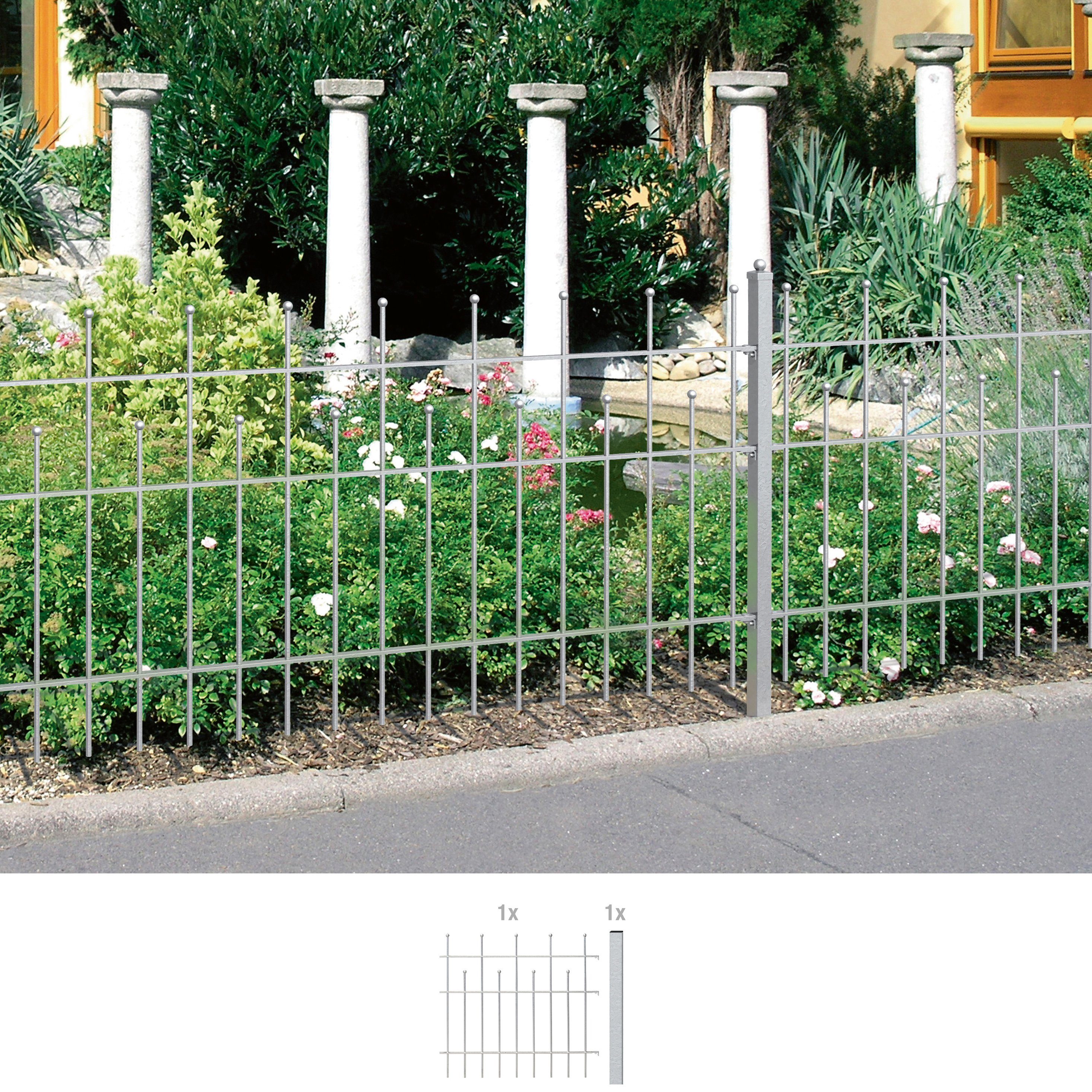GAH Alberts Metalen hek Uitbreidingsset Madrid Hoogte: 49,5, 73,5 en 98,5 cm, breedte: 200 cm, om in beton te verankeren