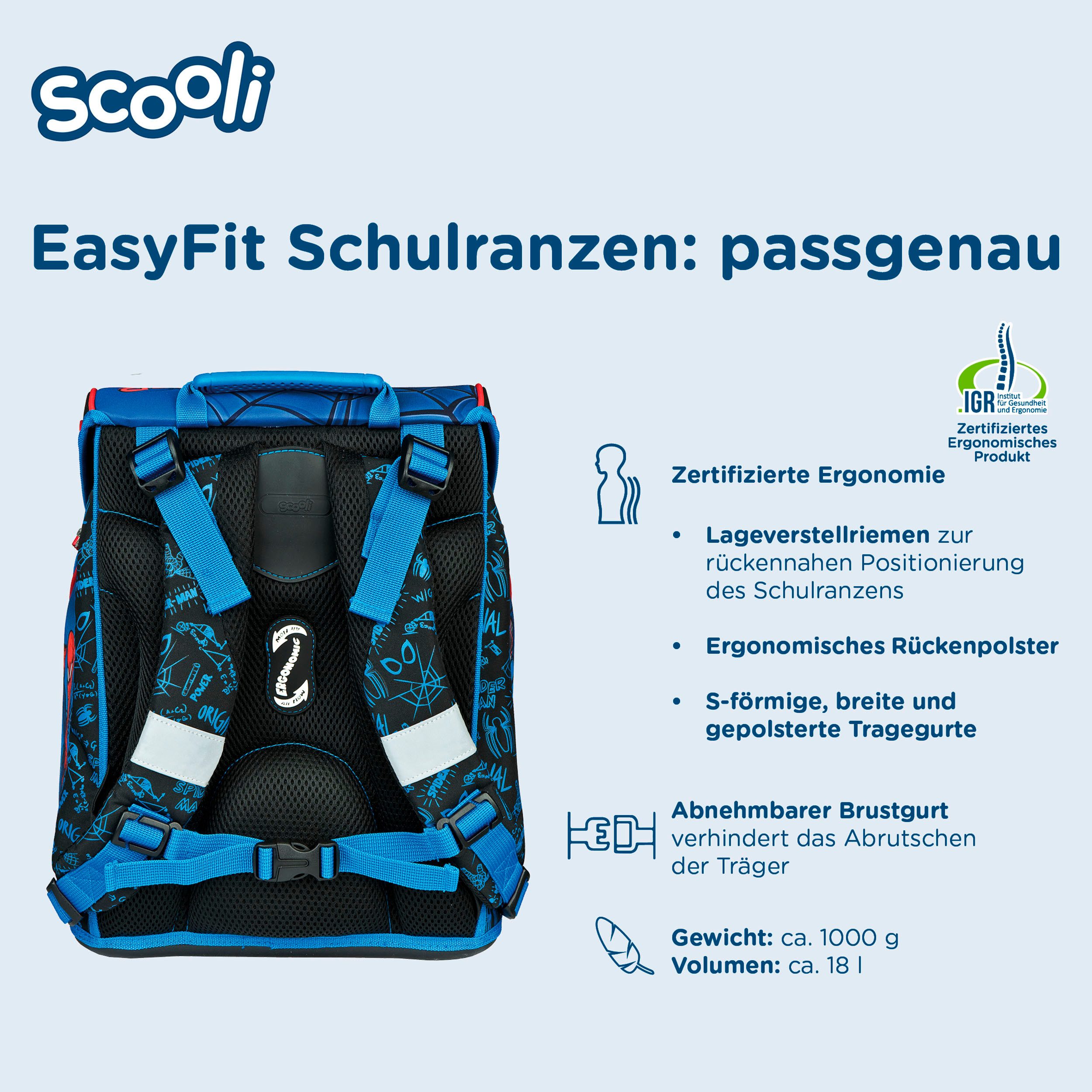 Scooli Schooltas EasyFit, Spider-Man (set, 5-delig)