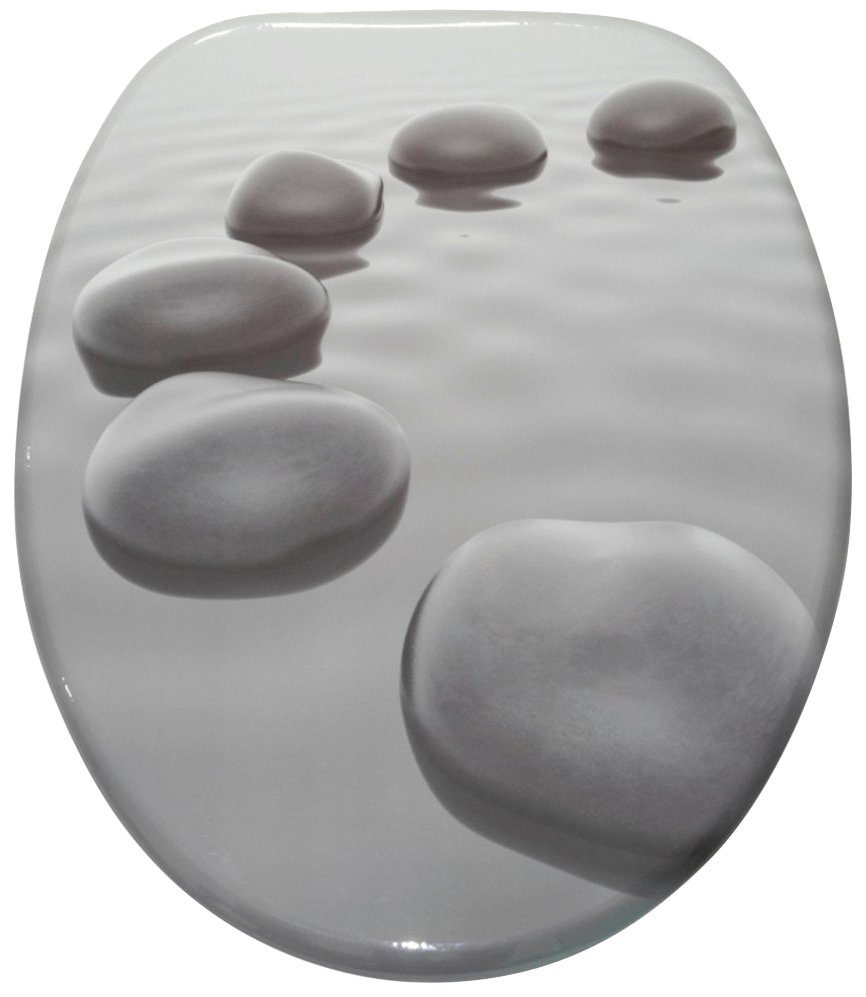 Sanilo Set badkameraccessoires Black Stones bestaand uit toiletzitting, badmat en wastafelplug (complete set, 3-delig)