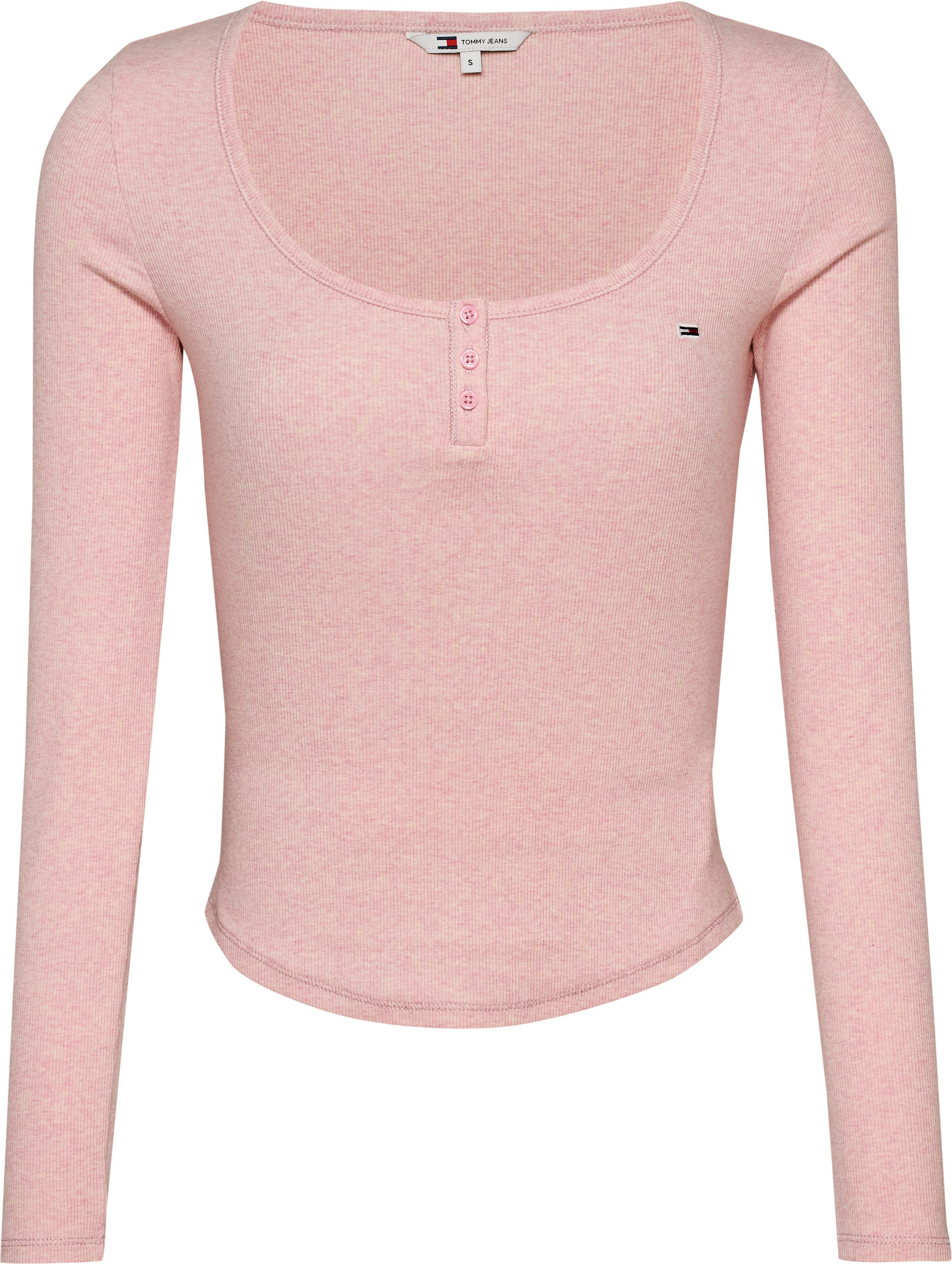 TOMMY JEANS Shirt met lange mouwen TJW MELANGE HENLEY LS EXT in gemêleerde look, met logo-borduursel